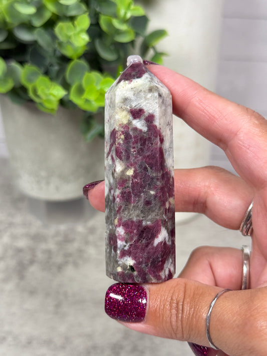 Plum Tourmaline + Smoky Quartz + Blue Apatite Towers - YOU PICK