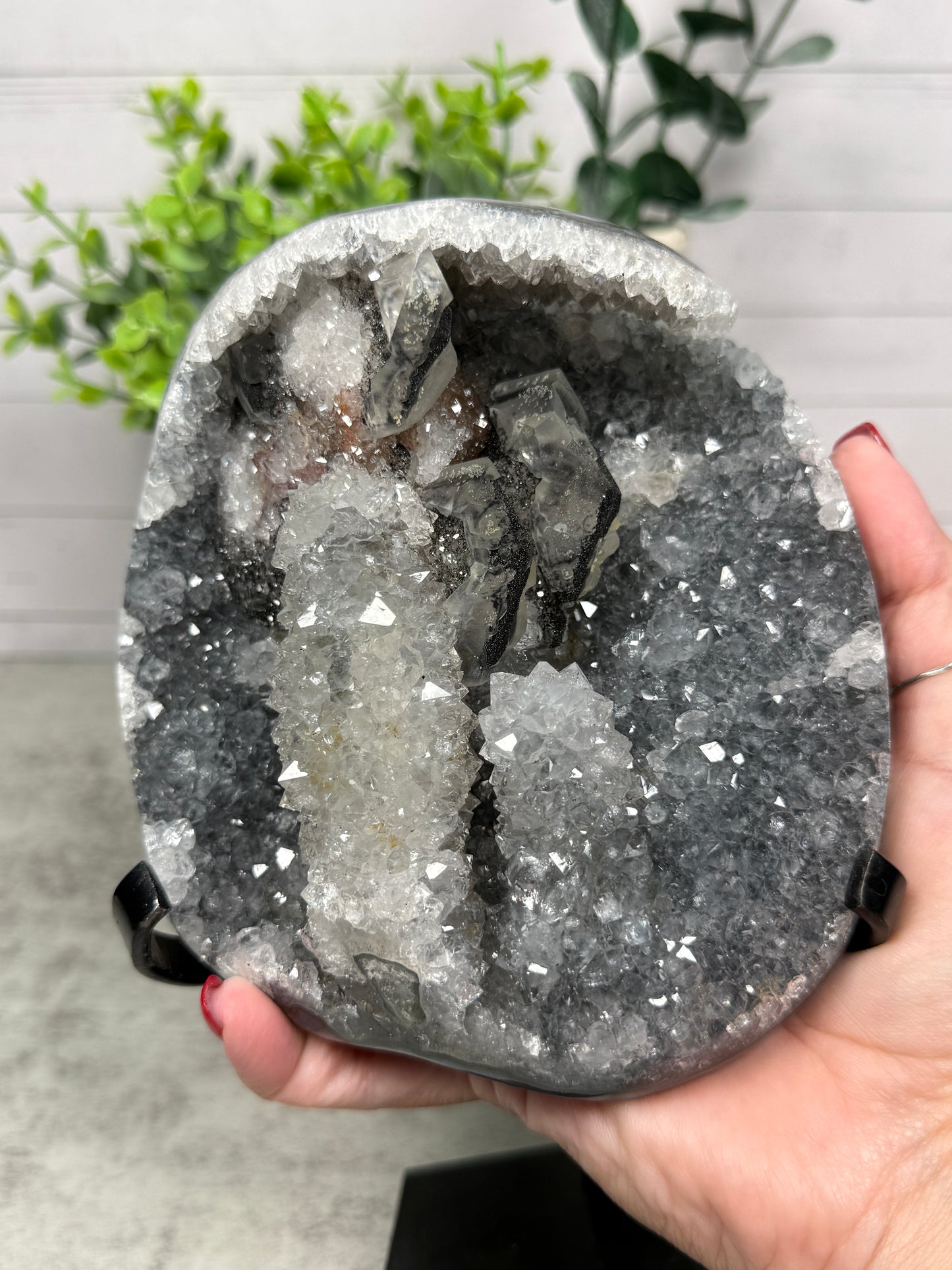 Amethyst Calcite on stand from Uruguay