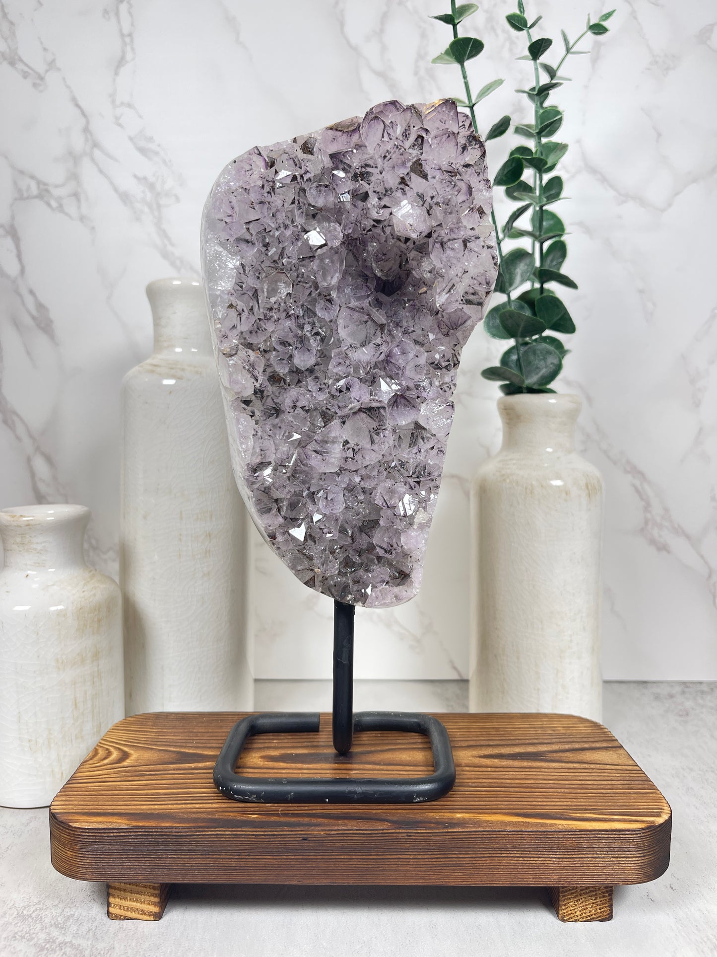 Amethyst Agate with Pyrite on Stand