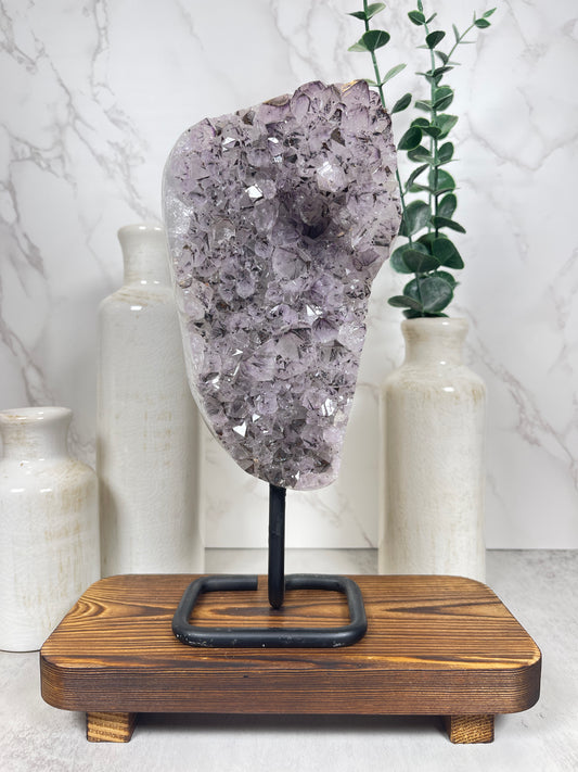 Amethyst Agate with Pyrite on Stand