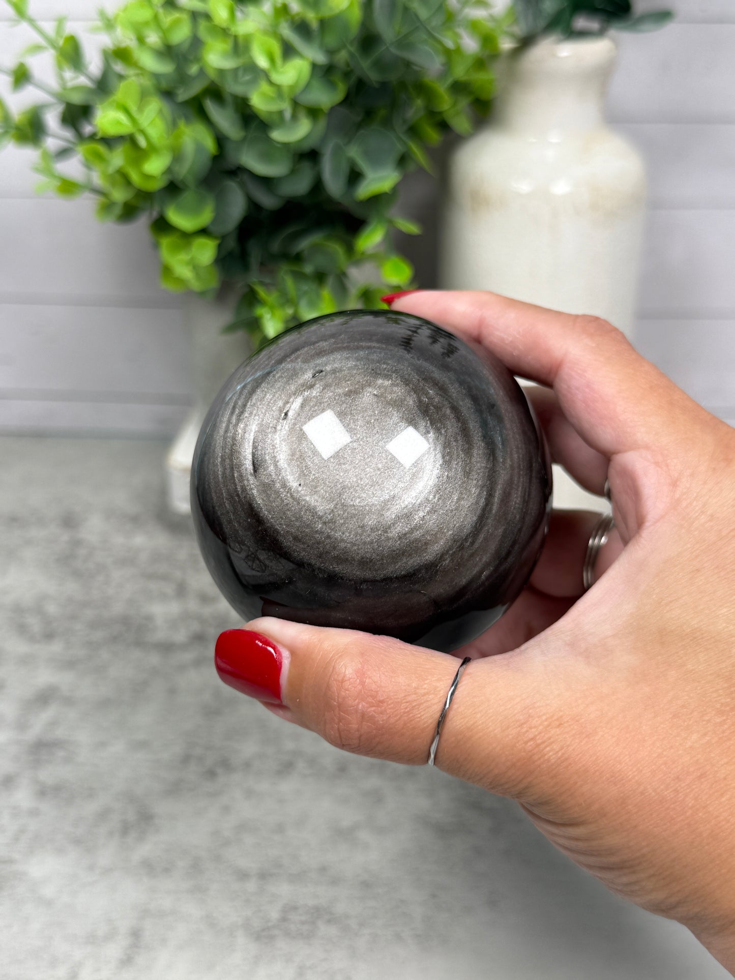 Silver Obsidian Spheres