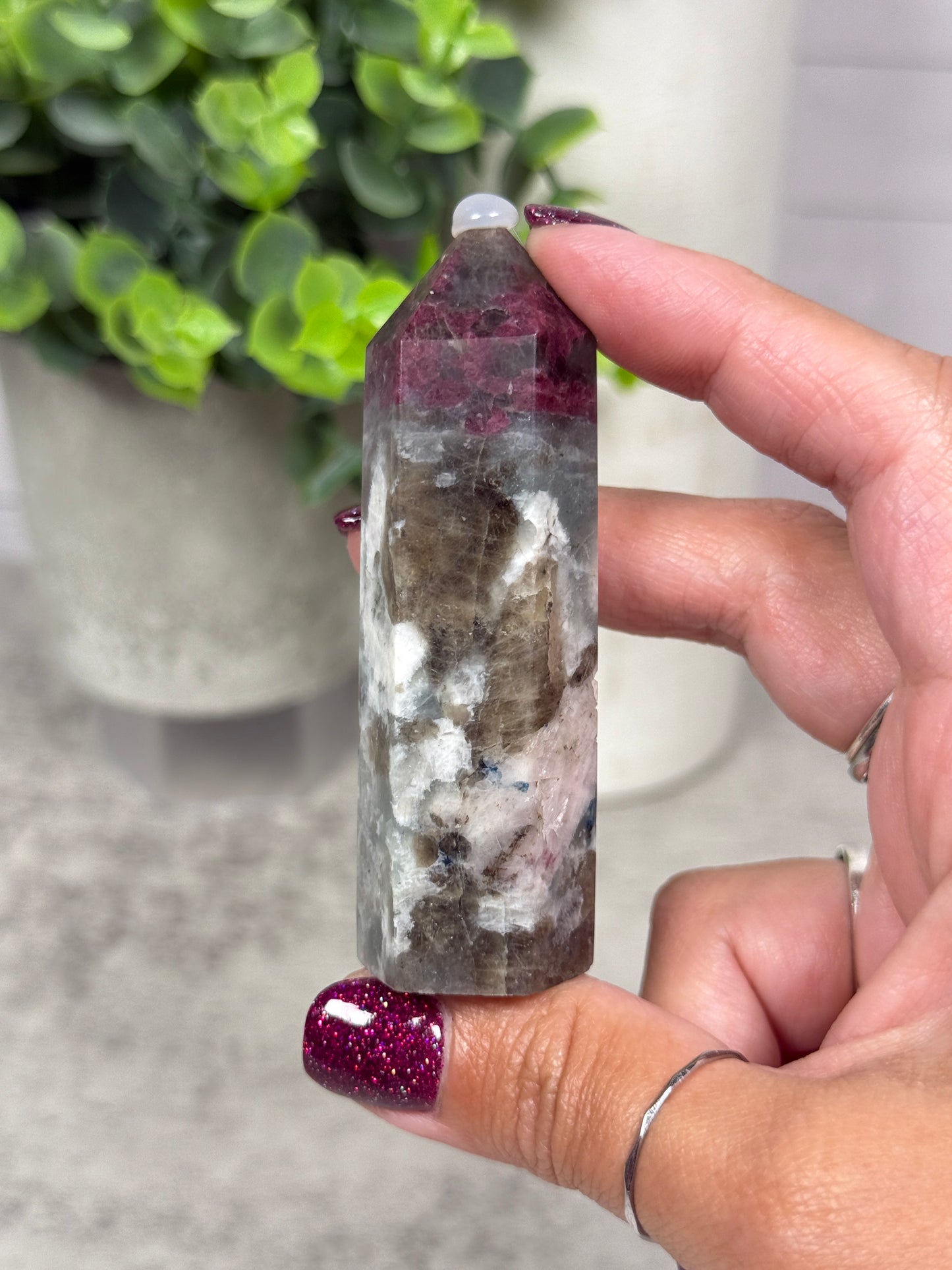 Plum Tourmaline + Smoky Quartz + Blue Apatite Towers - YOU PICK