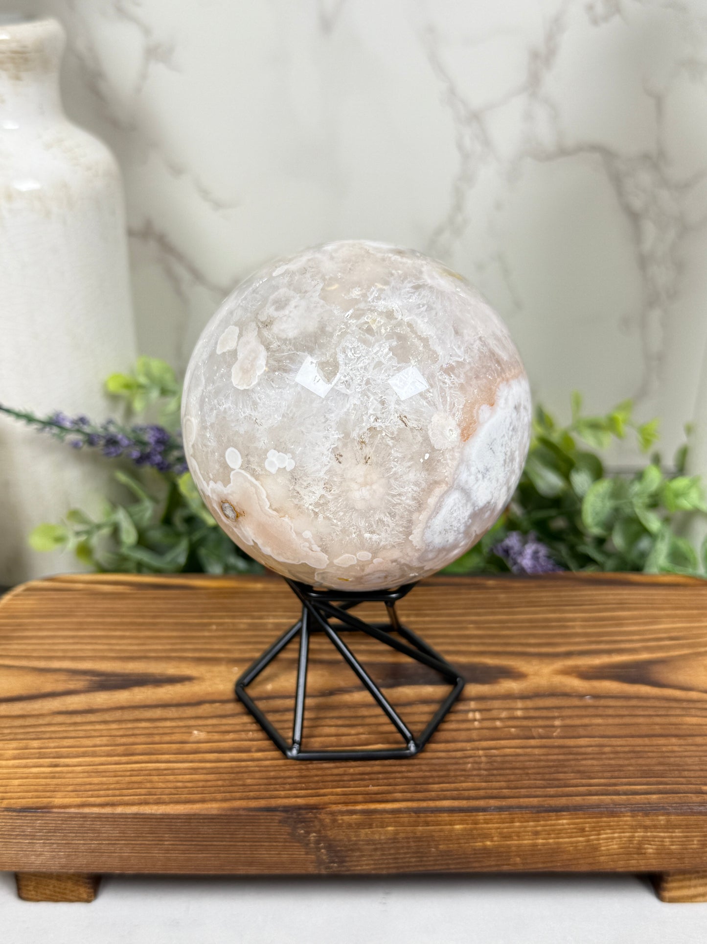 Pink Flower Agate Sphere