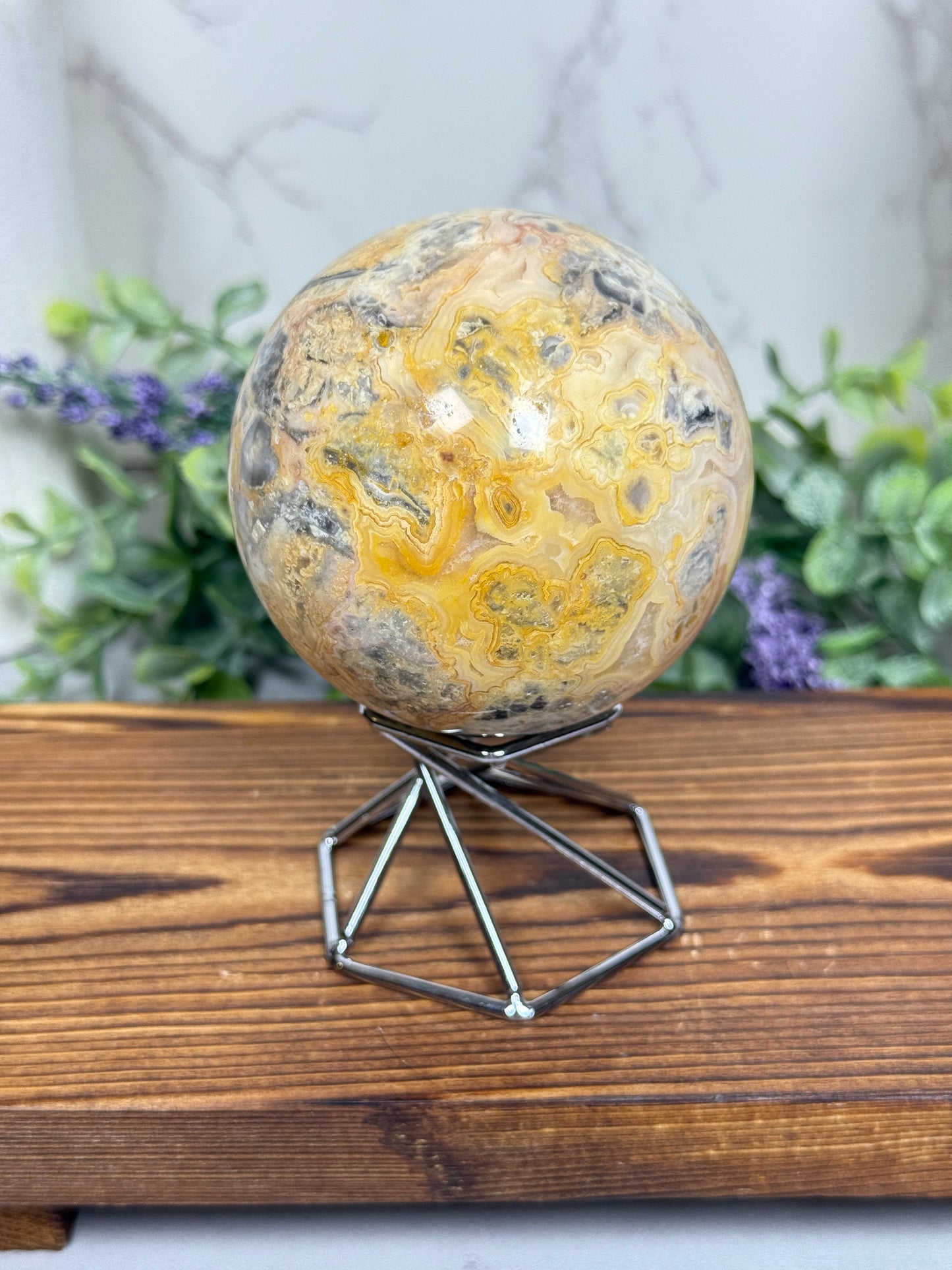 Yellow Crazy Lace Sphere