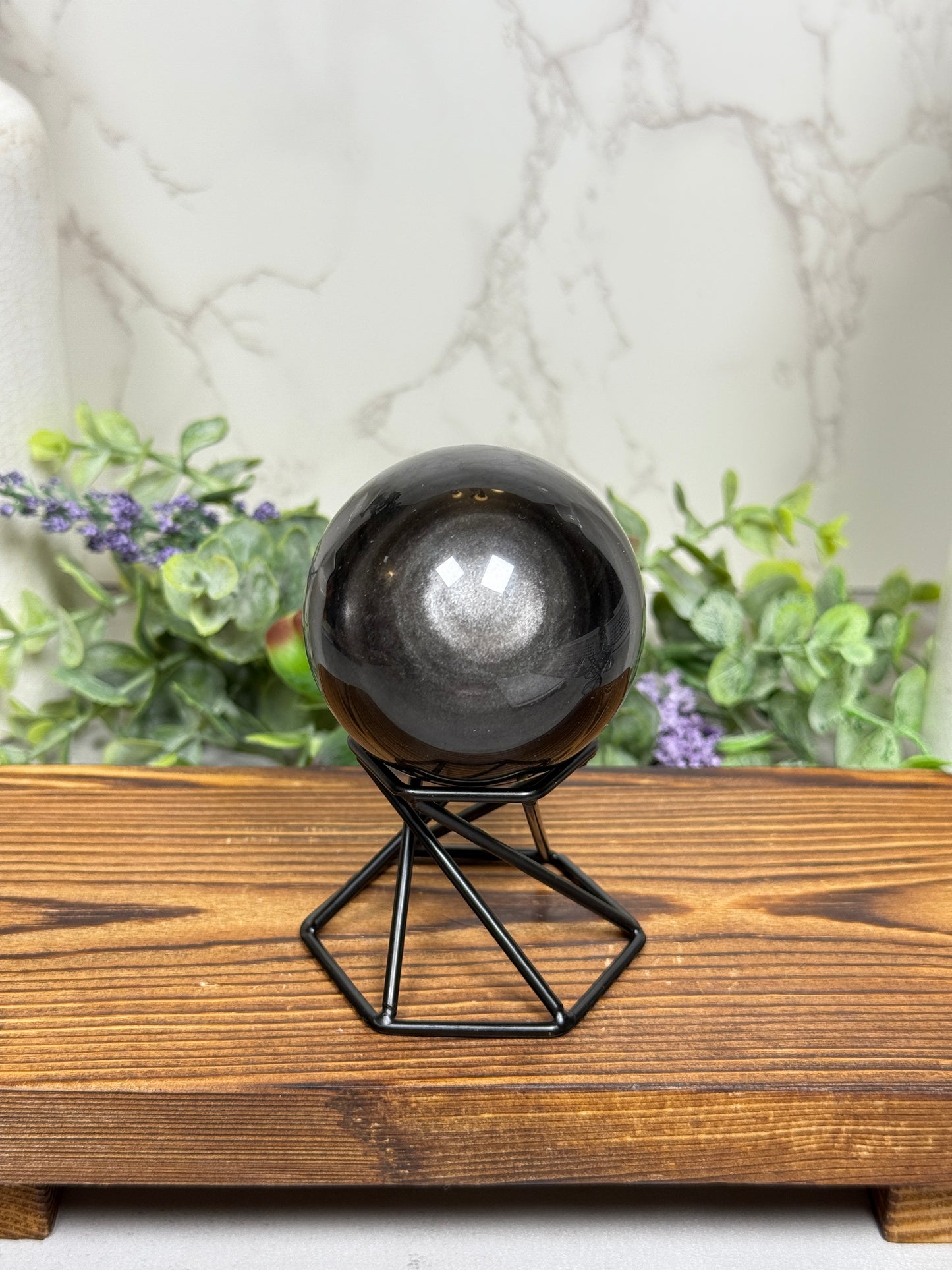 Silver Obsidian Sphere-A