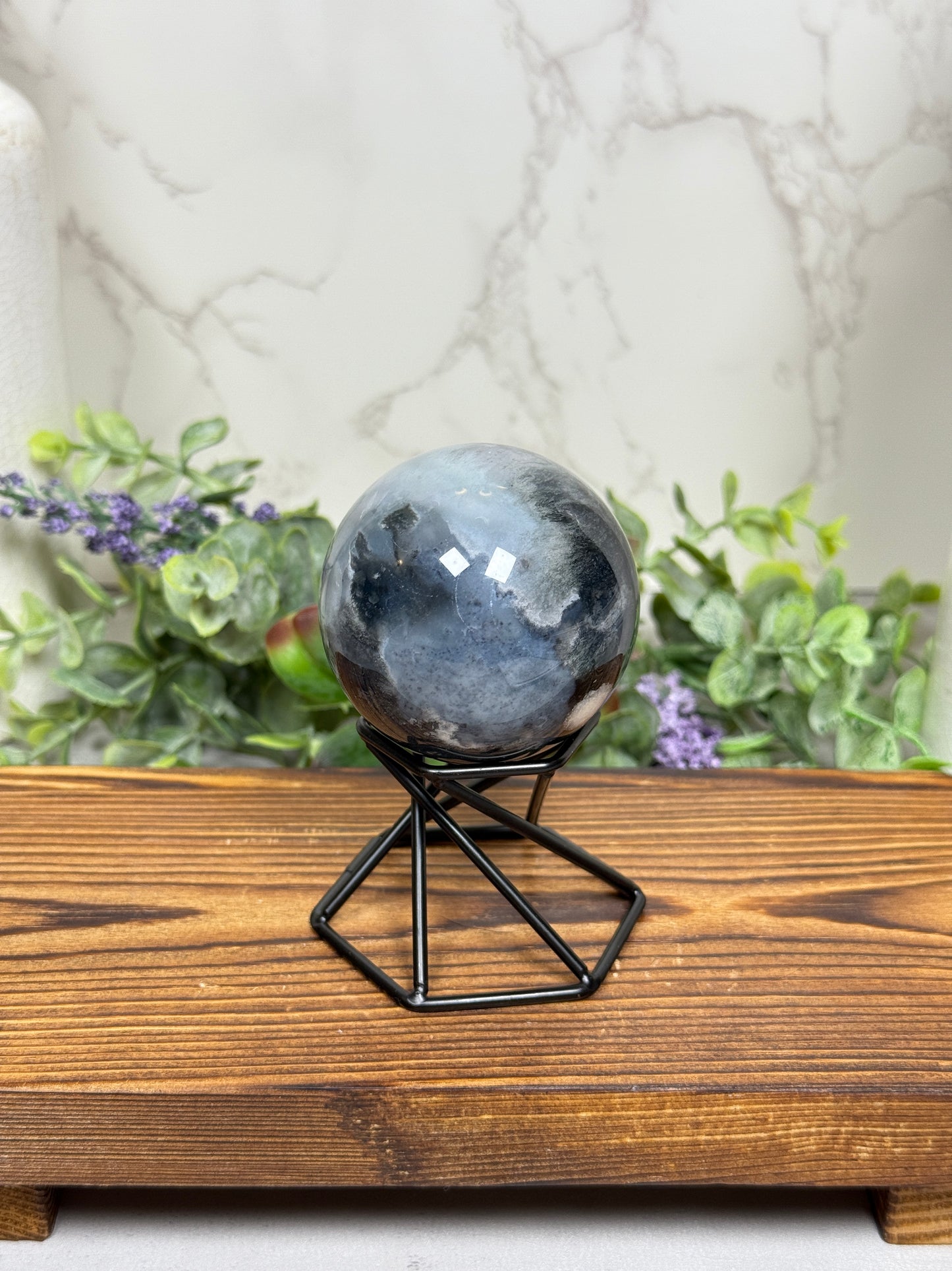 Blue Flower Agate Sphere