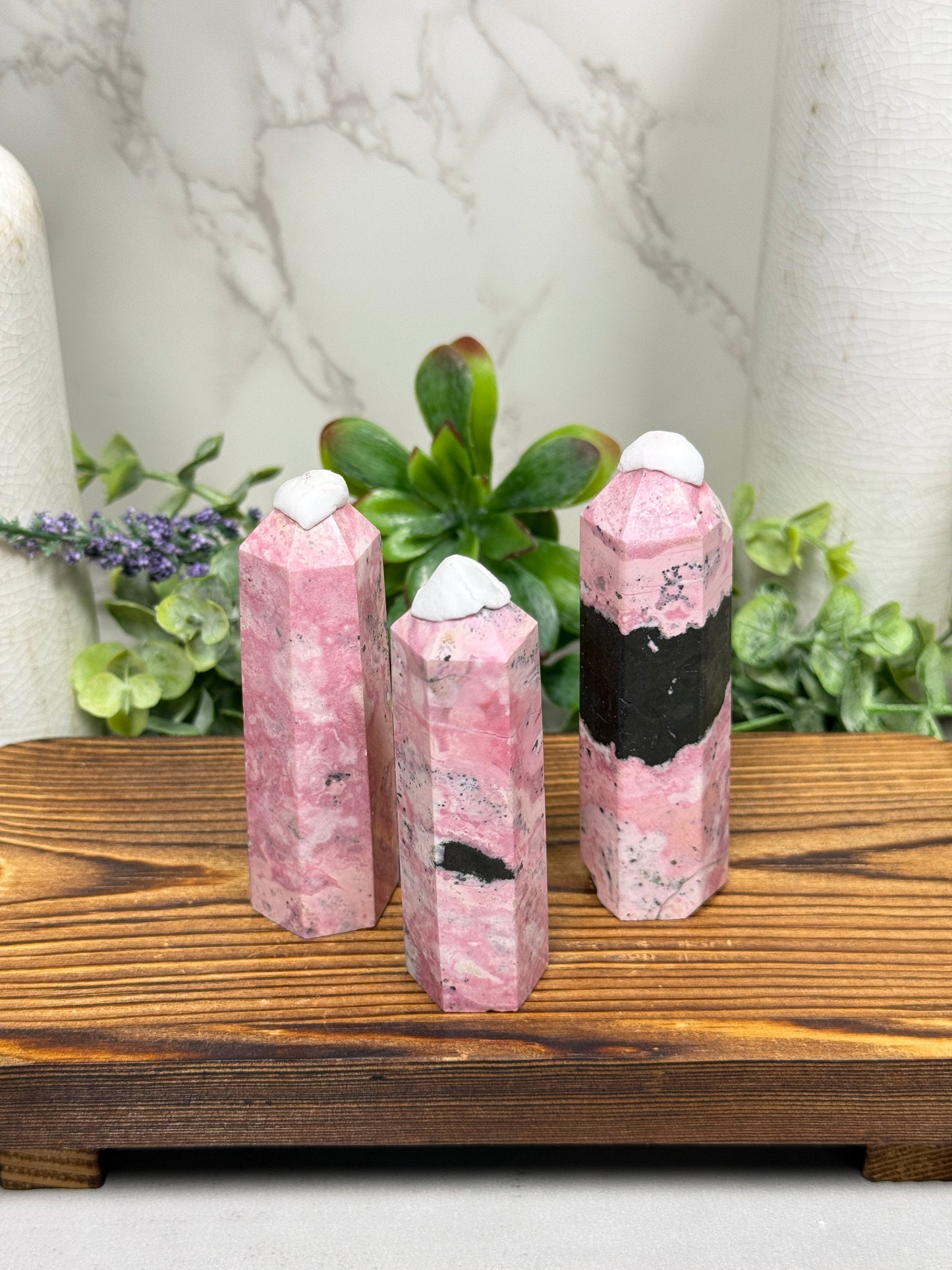 Peruvian Pink Rhodanite Towers