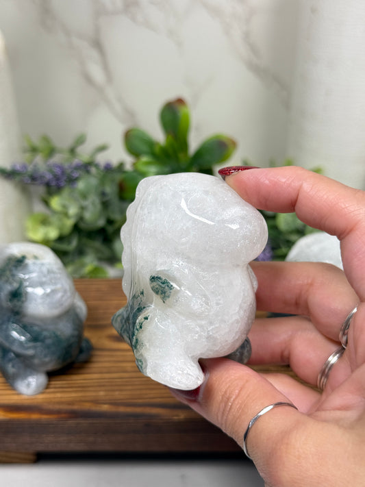 Moss Agate Chubby Dinosaurs