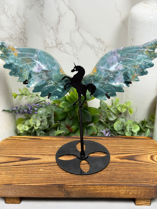Green Ocean Jasper Unicorn Wings