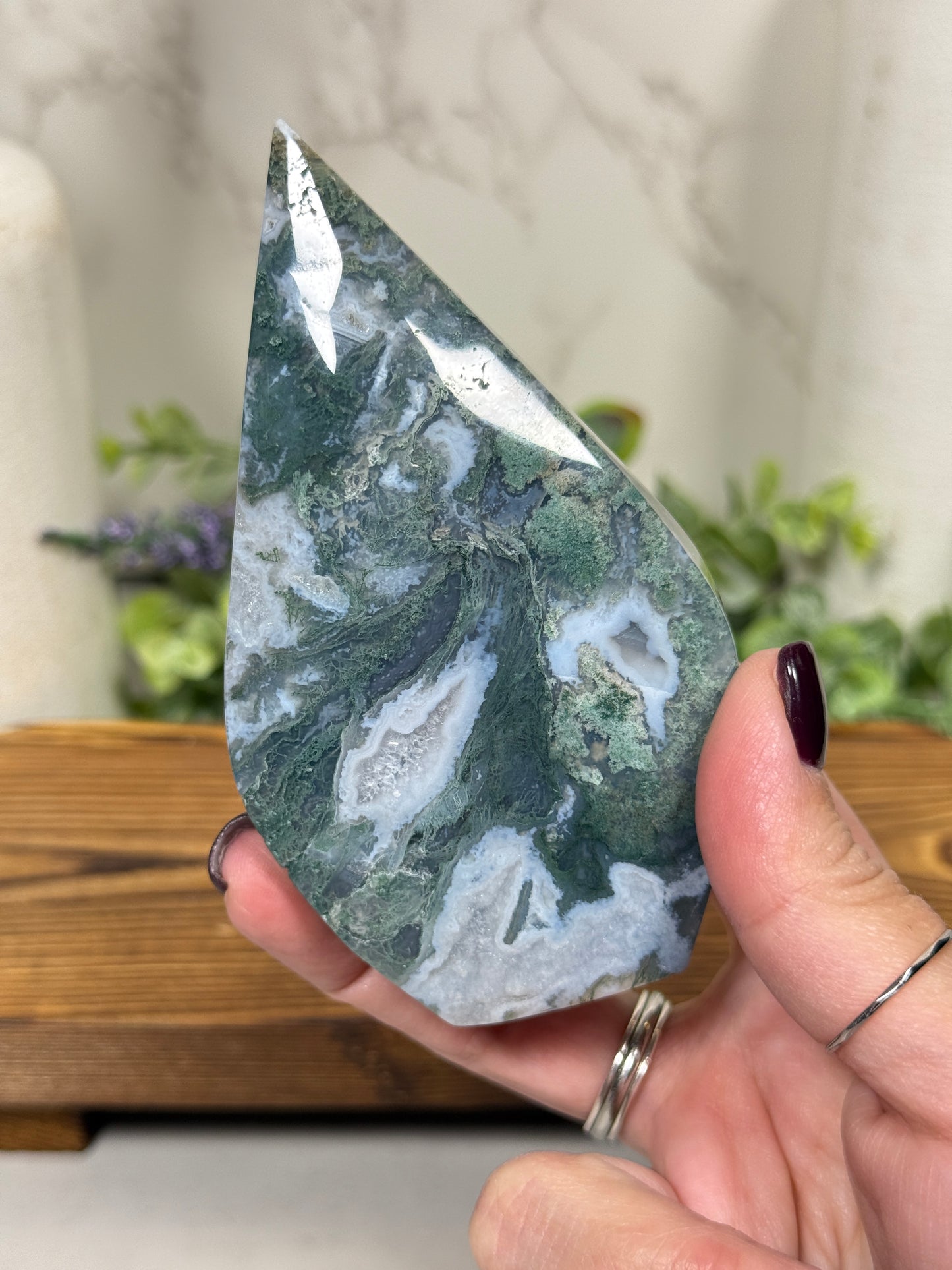 Moss Agate Teardrop
