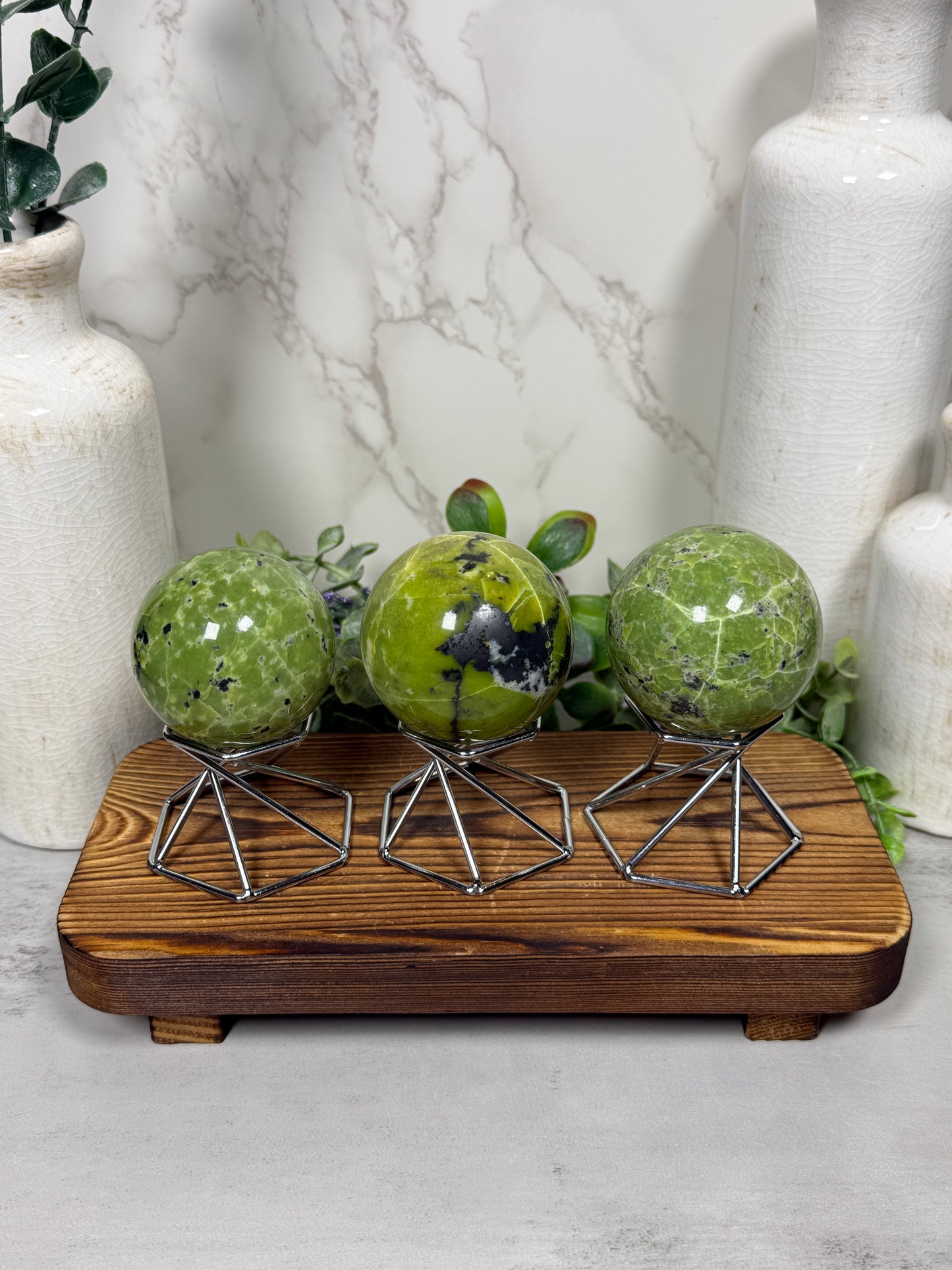 Green Serpentine Spheres