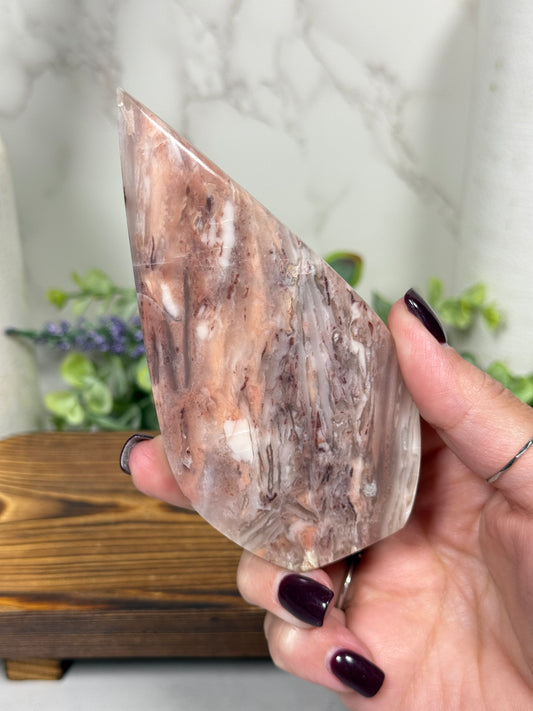 Pink Agate Banded Teardrops