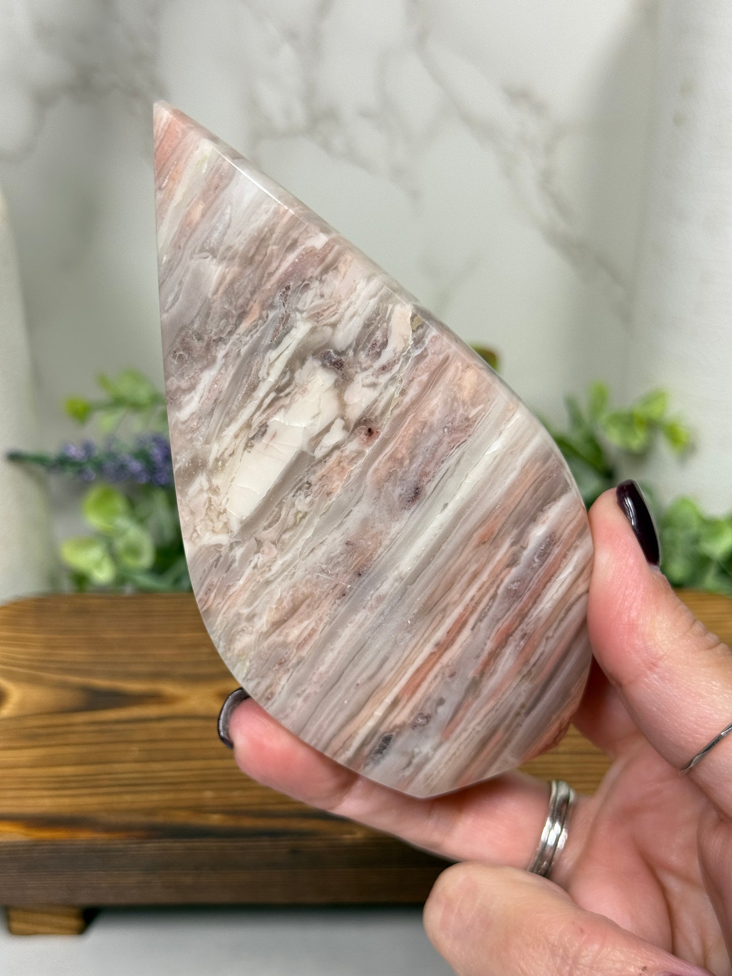 Pink Agate Banded Teardrops