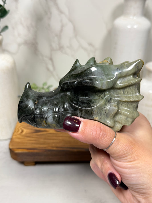 Green Rhodonite Jasper Dragon Head