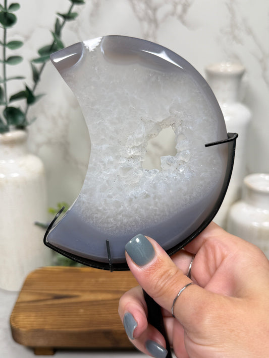 Blue Agate + Quartz Luna | Moon