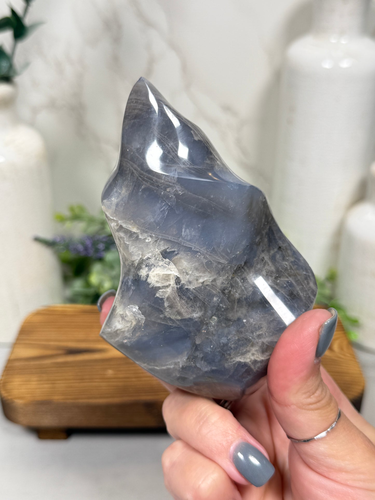 Blue Rose Quartz Flames