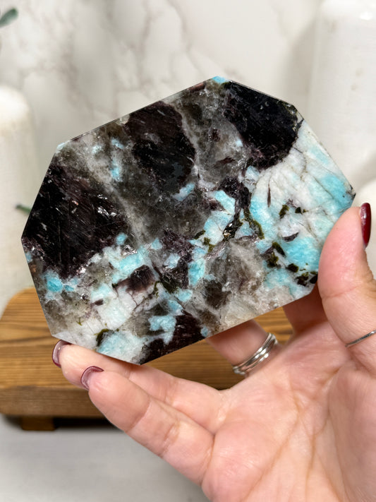 Amazonite with Smoky Quartz Slab
