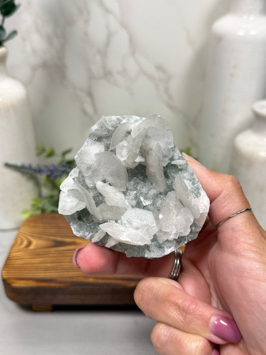 Petal Calcite on Fluorite with Pyrite