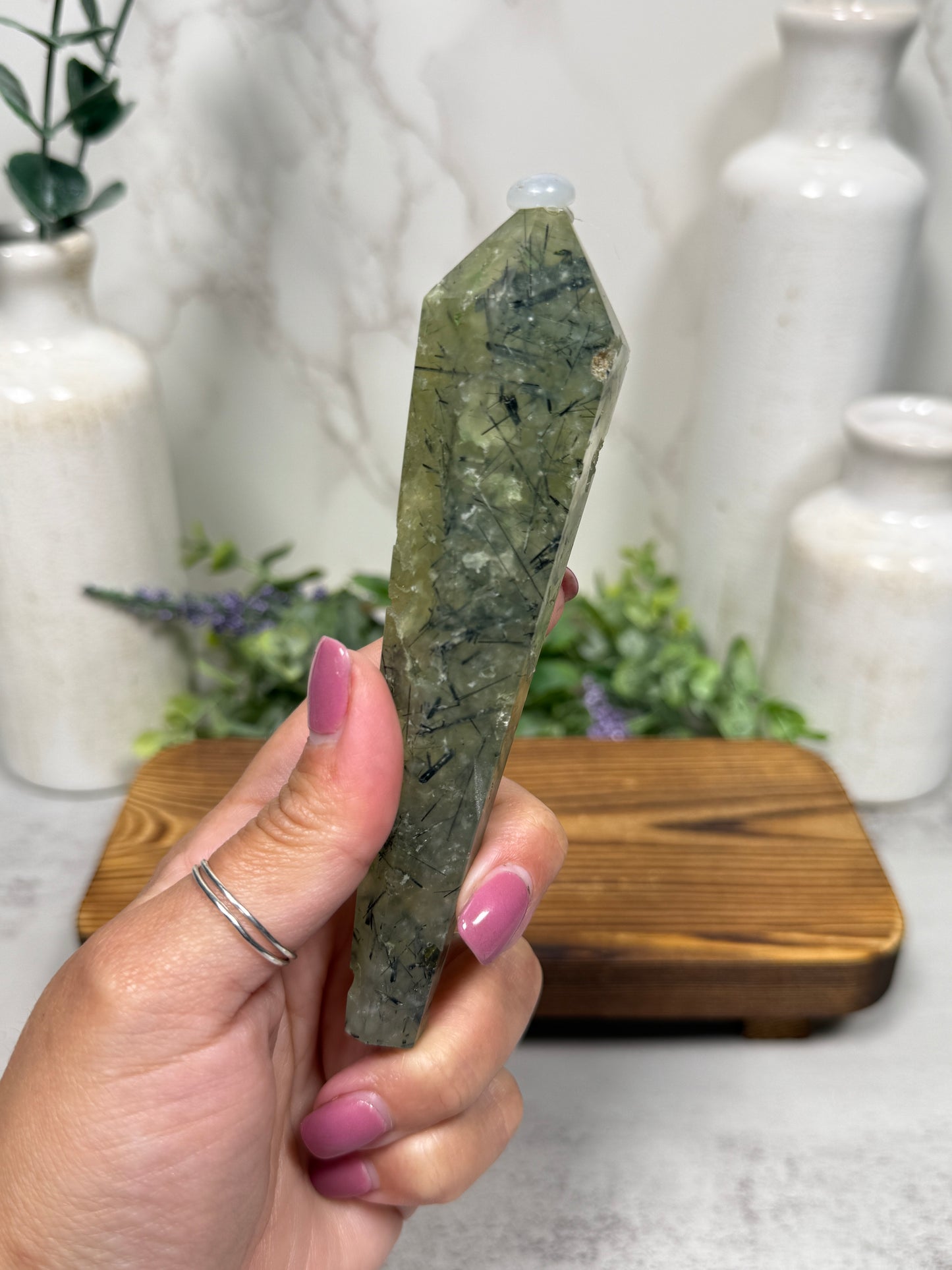 Prehnite Wands on Stands