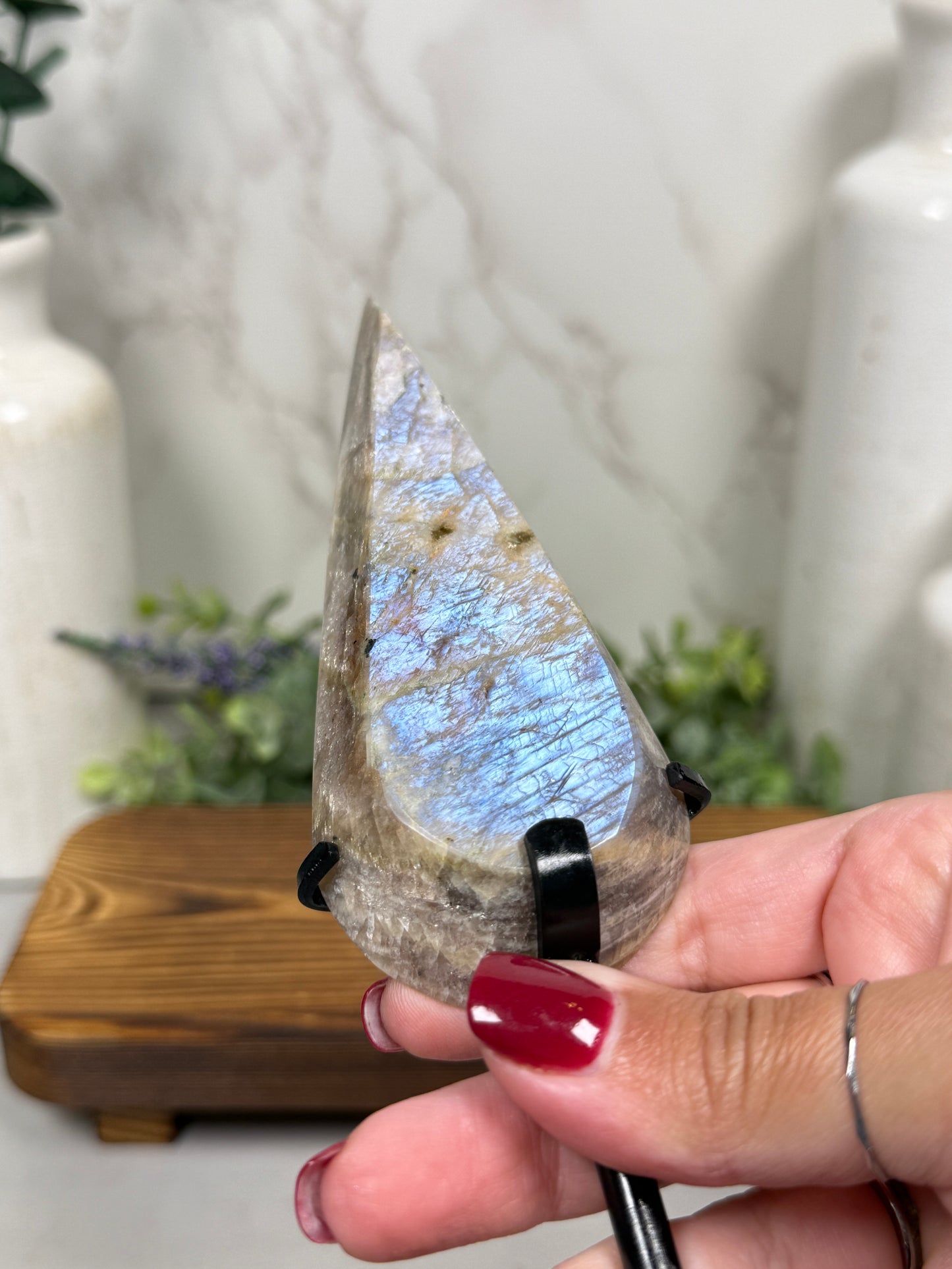 Moonstone Teardrops on Stands