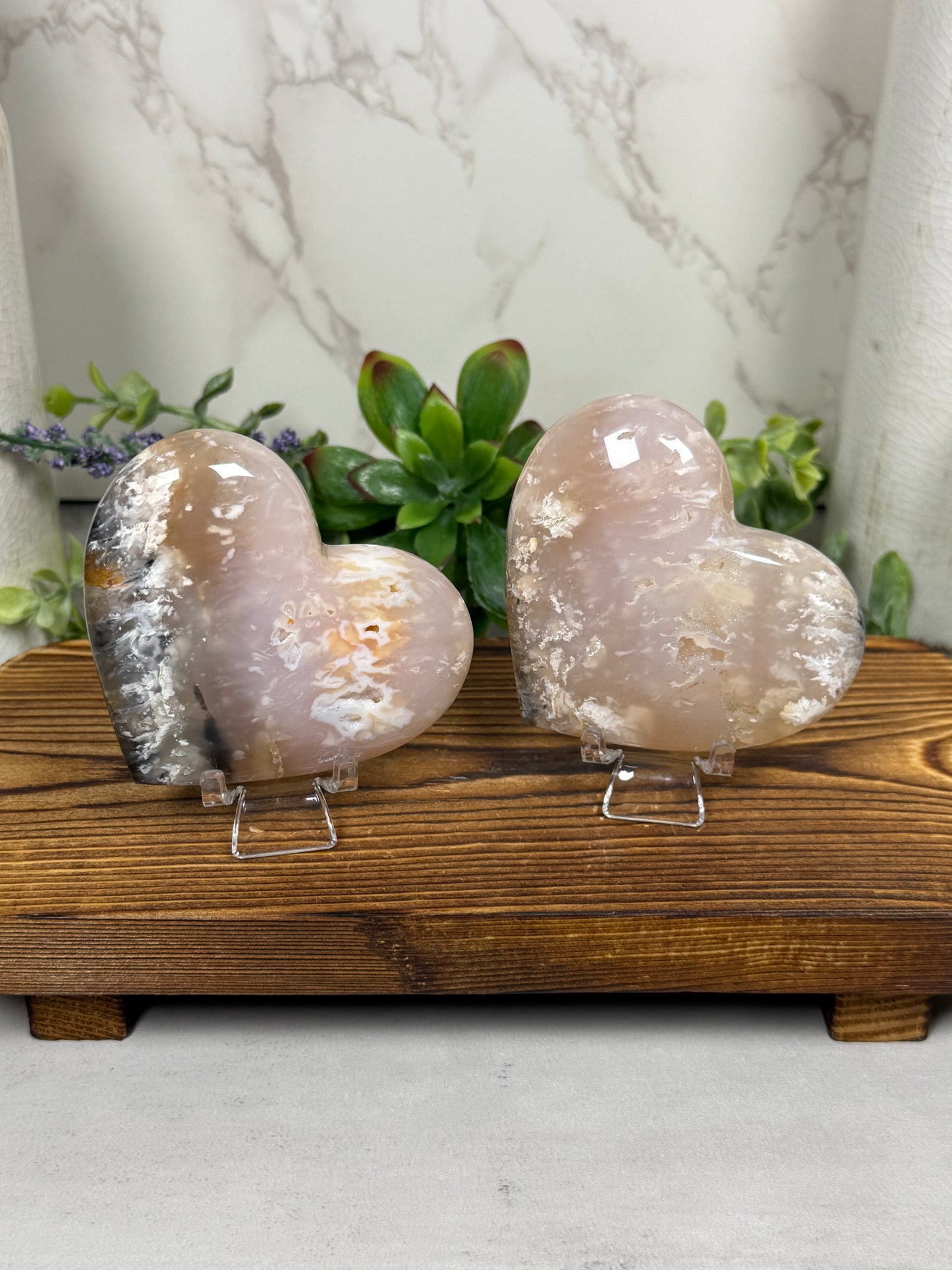 Pink Agate Hearts from Indonesia