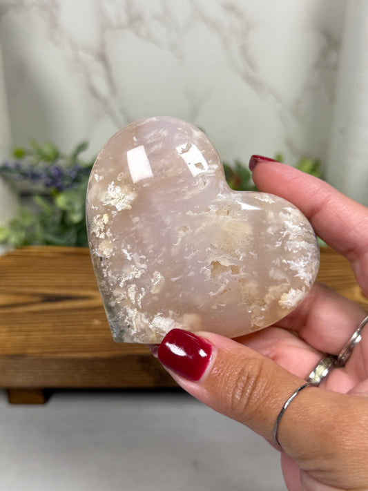 Pink Agate Hearts from Indonesia