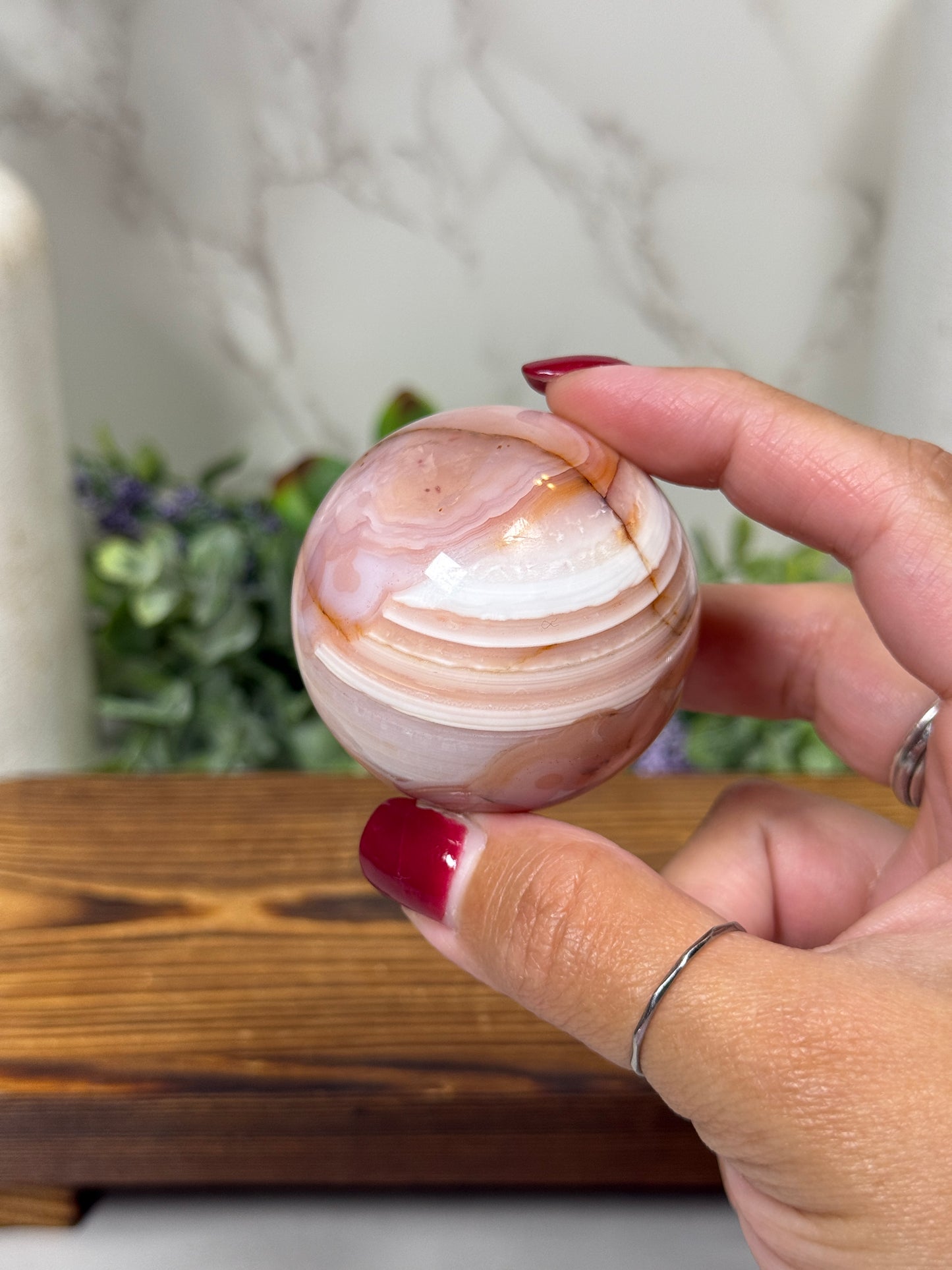 Pink Carnelian Flower Spheres - You Pick!