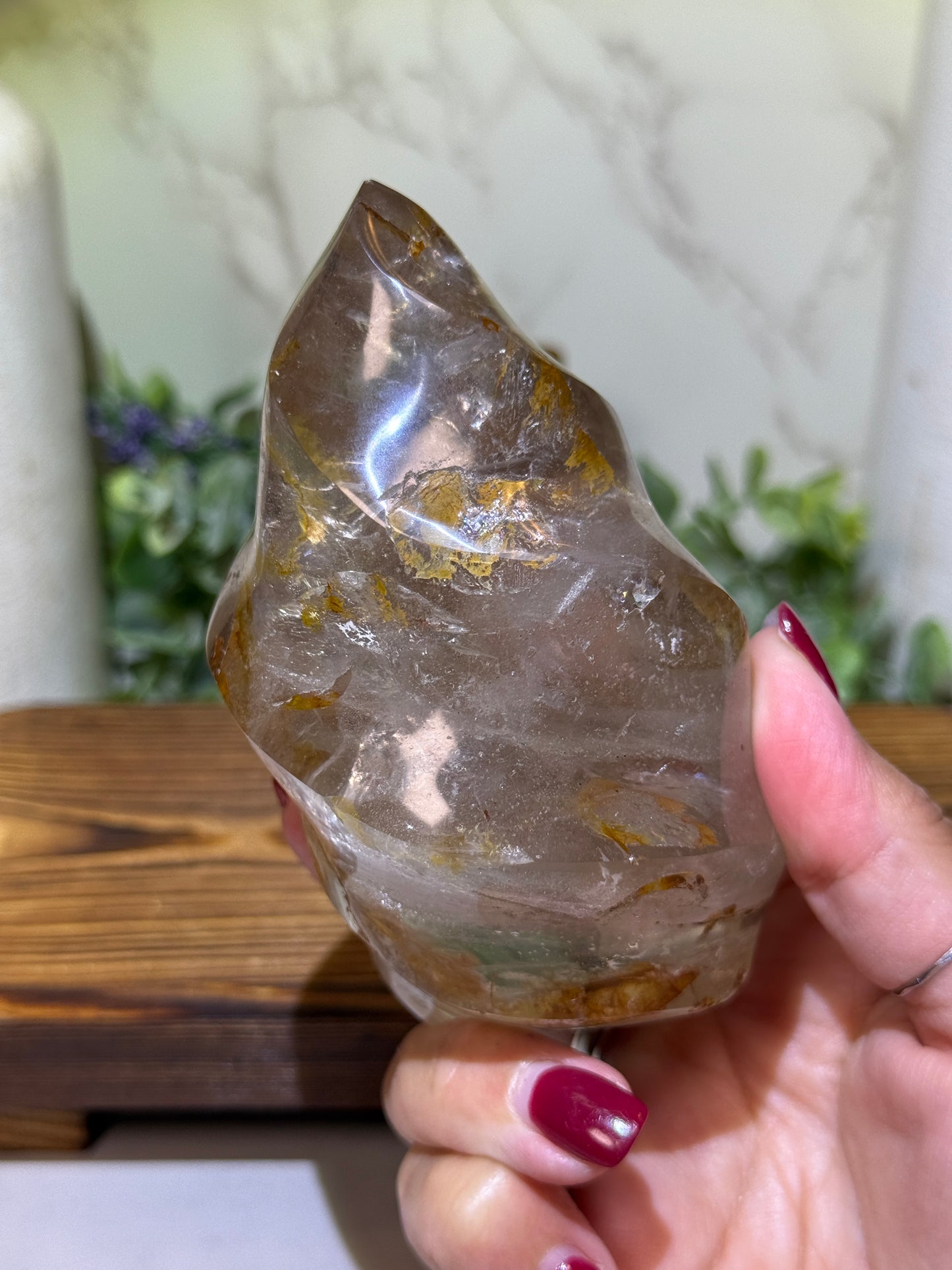 Quartz Flame with Golden Healer Inclusions