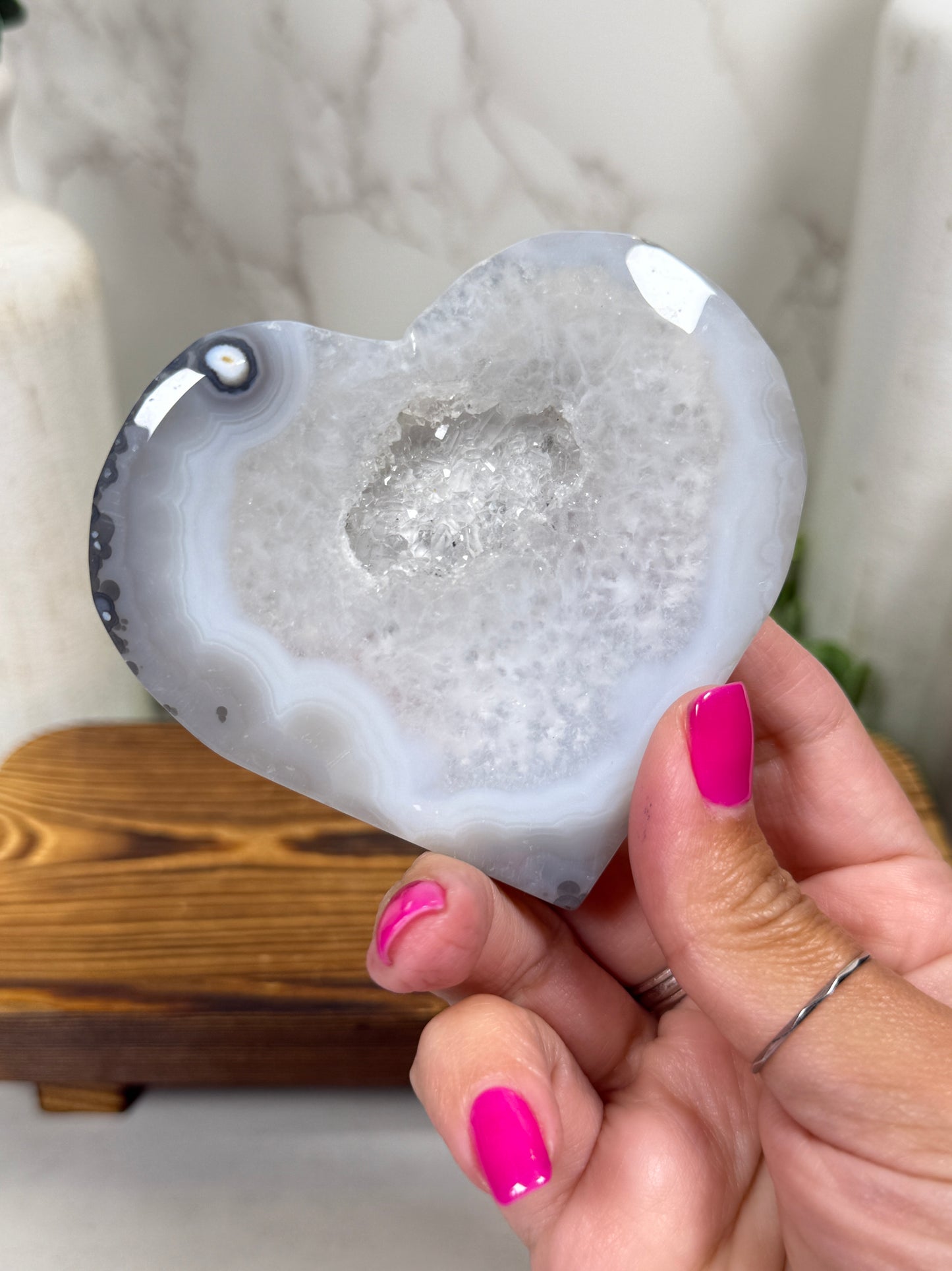 Agate Hearts on Stand - You Pick