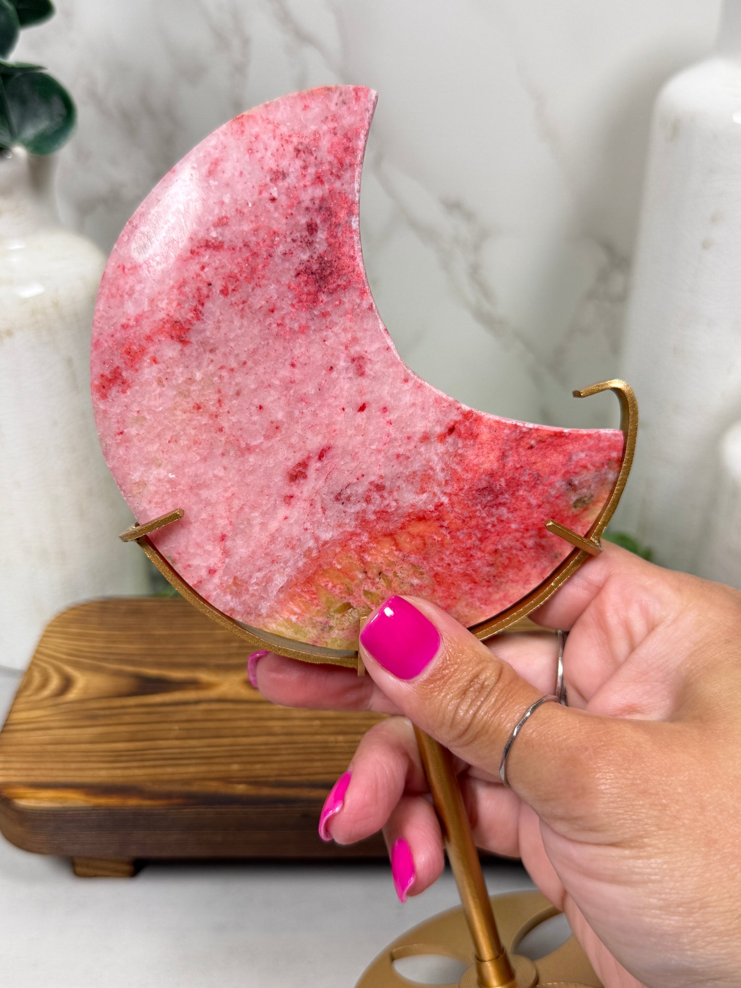 Pink Thulite Moon | Luna