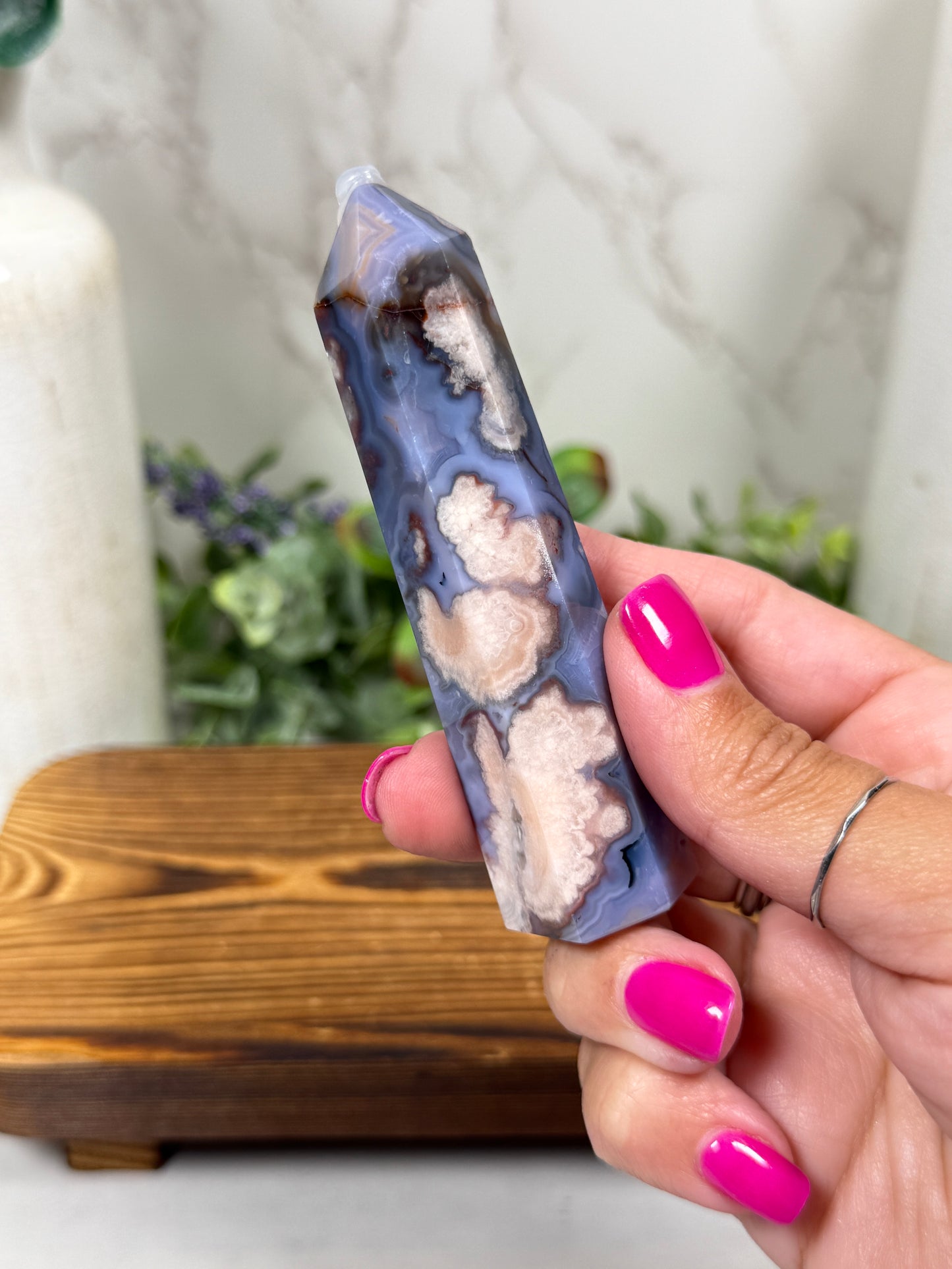 Blue Flower Agate Towers (Small)