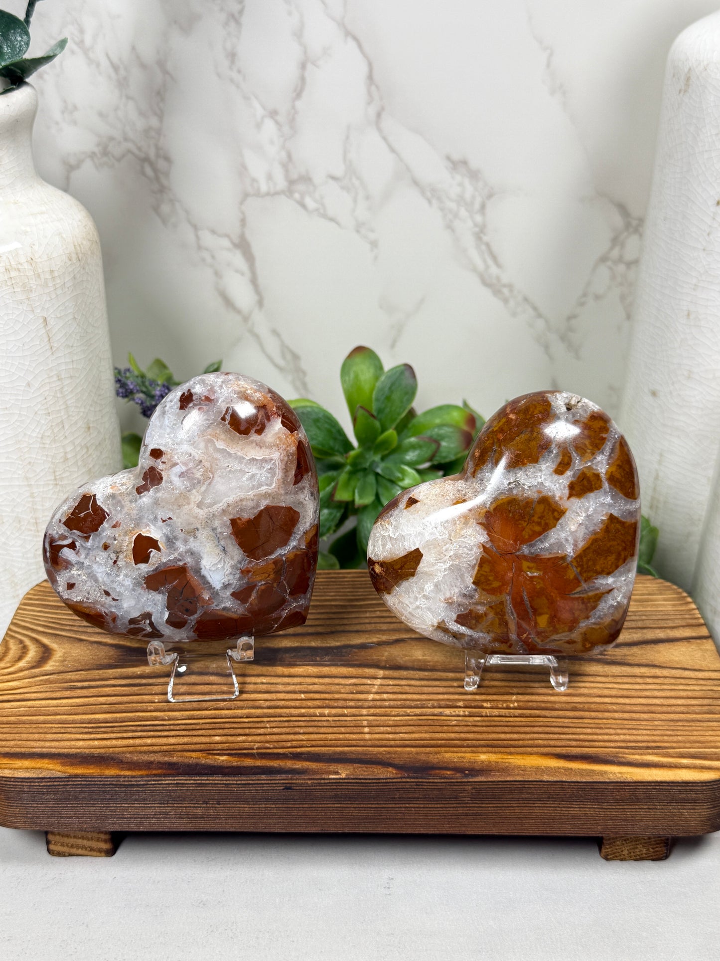 Brecciated Agate Hearts from Indonesia