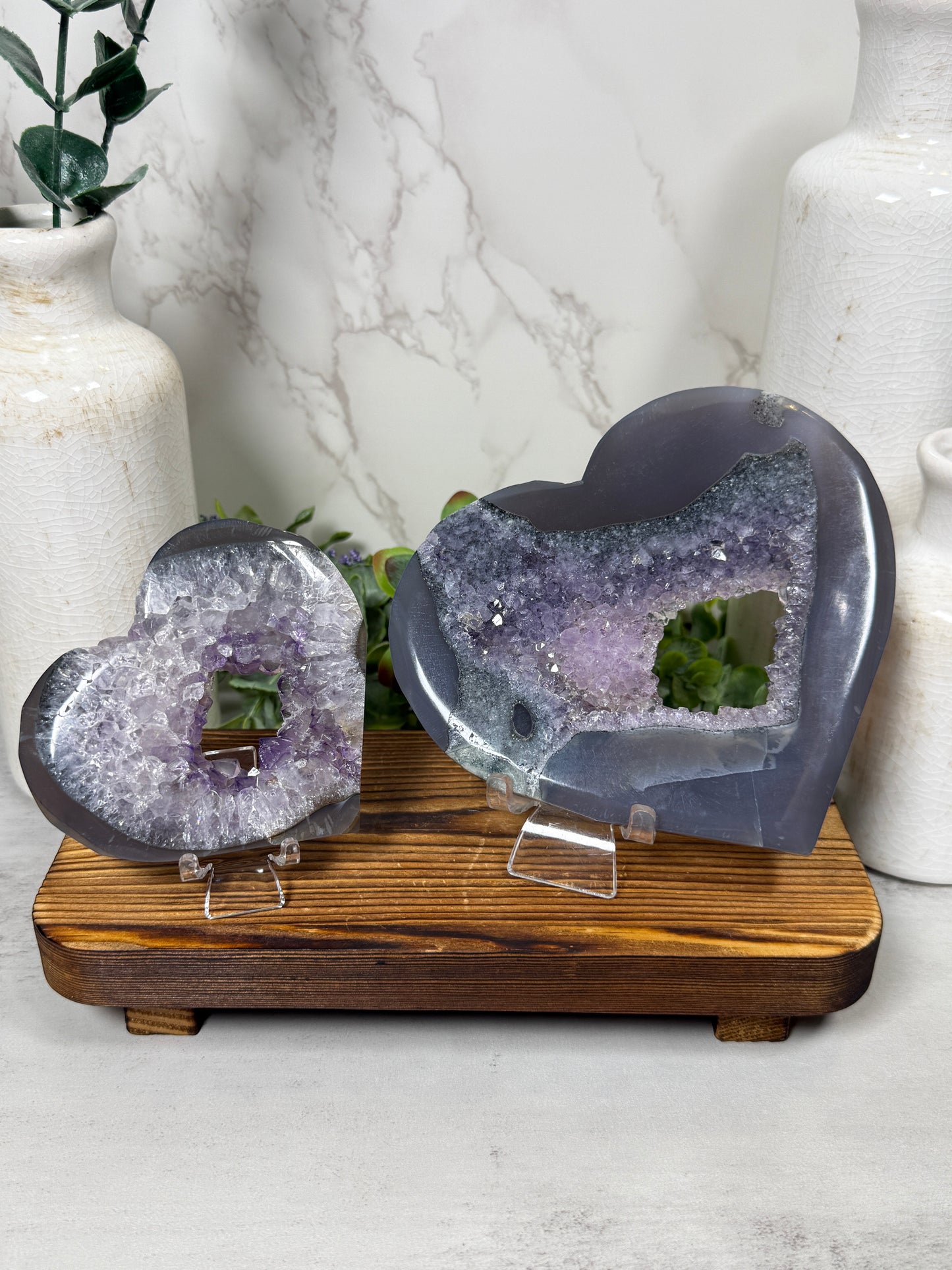 Amethyst Agate Hearts