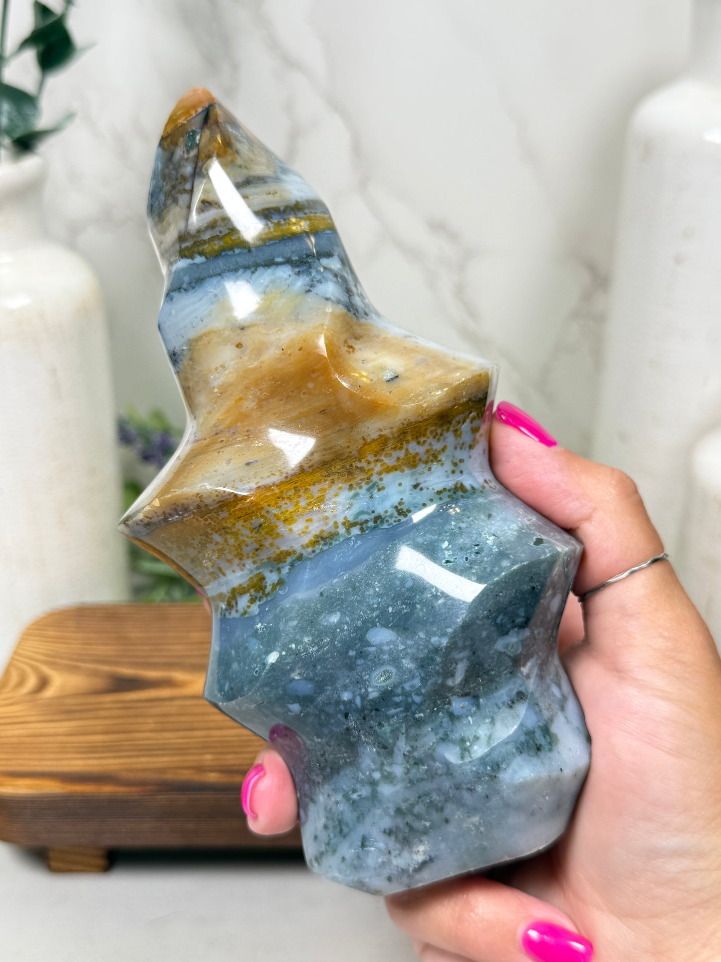 Blue Gold Ocean Jasper Flame