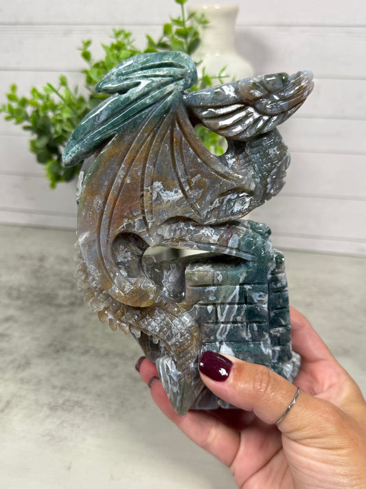 Moss Agate Statement Dragons