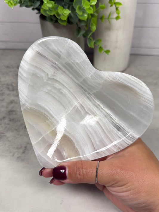 White Onyx Heart Bowl from Mexico