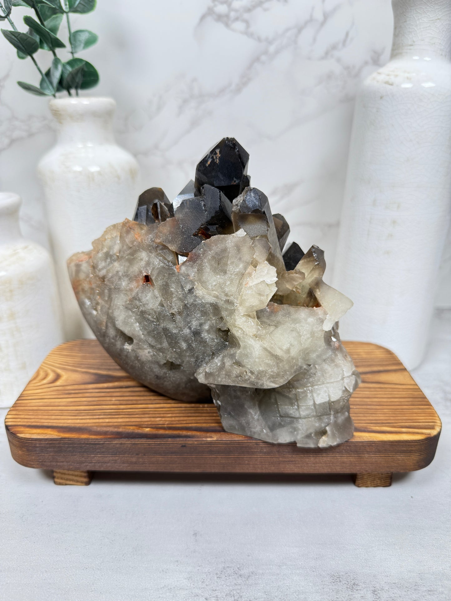 Smokey Quartz Cluster Skull