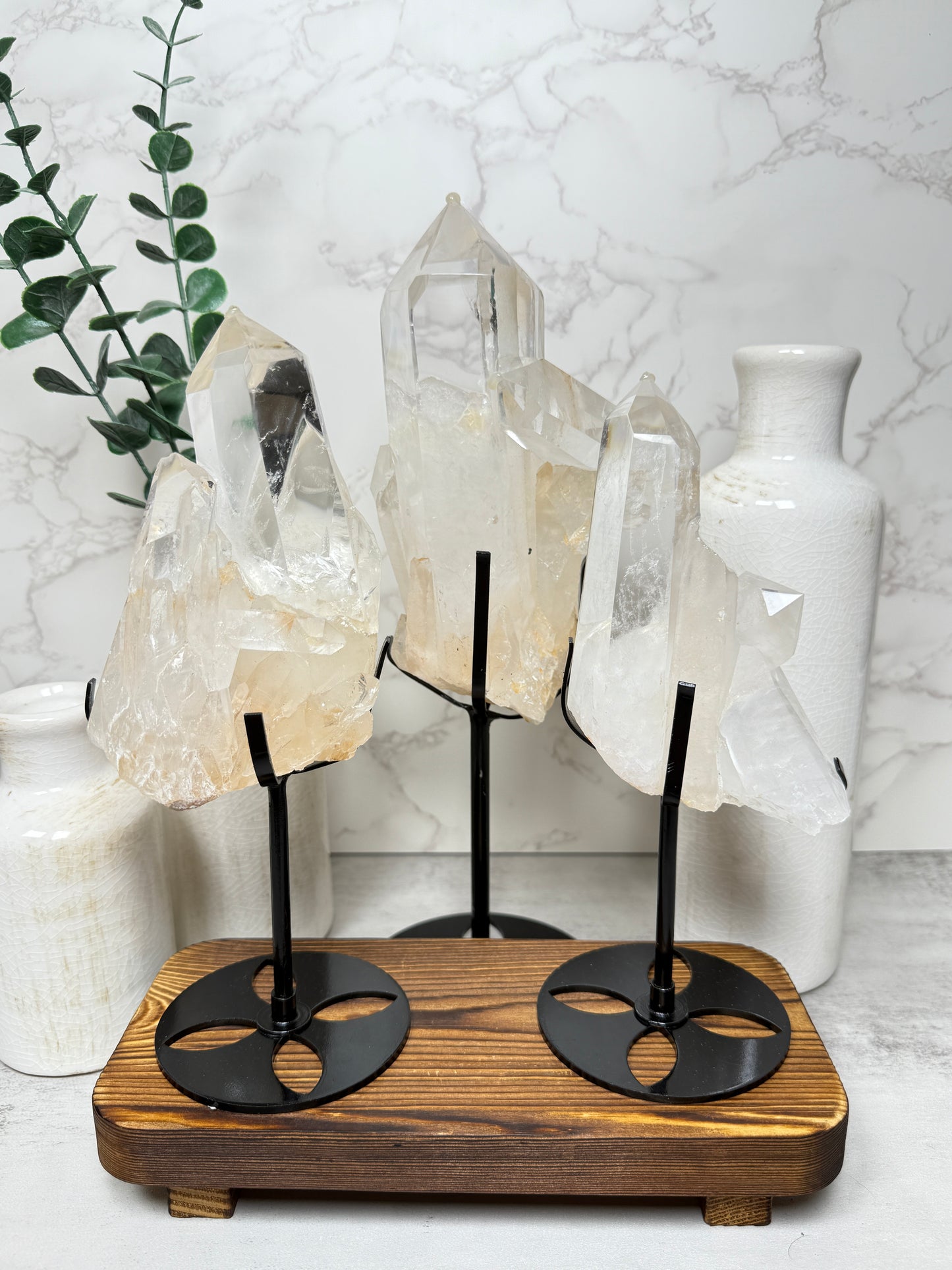 Quartz Cluster Points on Stands