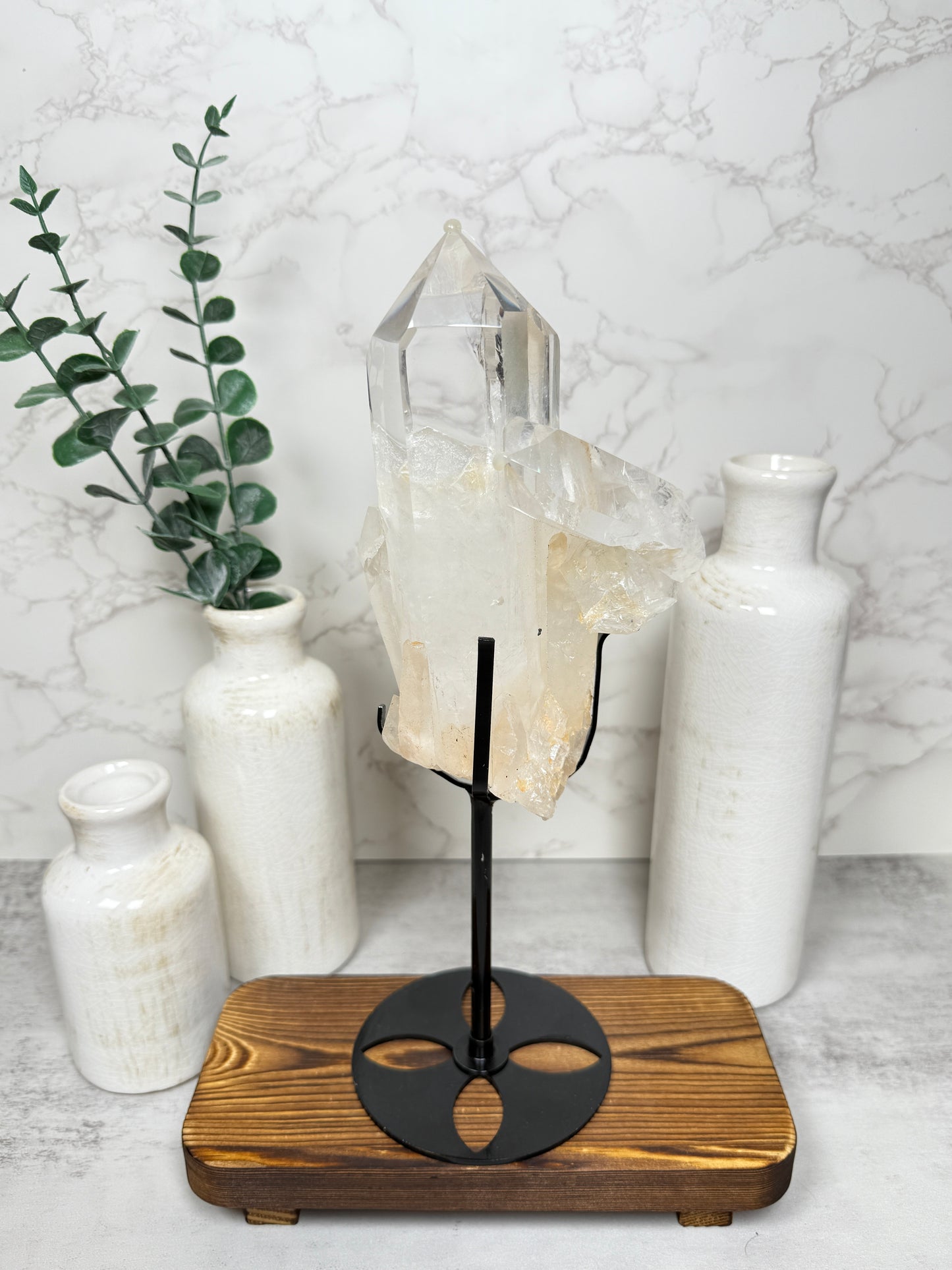 Quartz Cluster Points on Stands