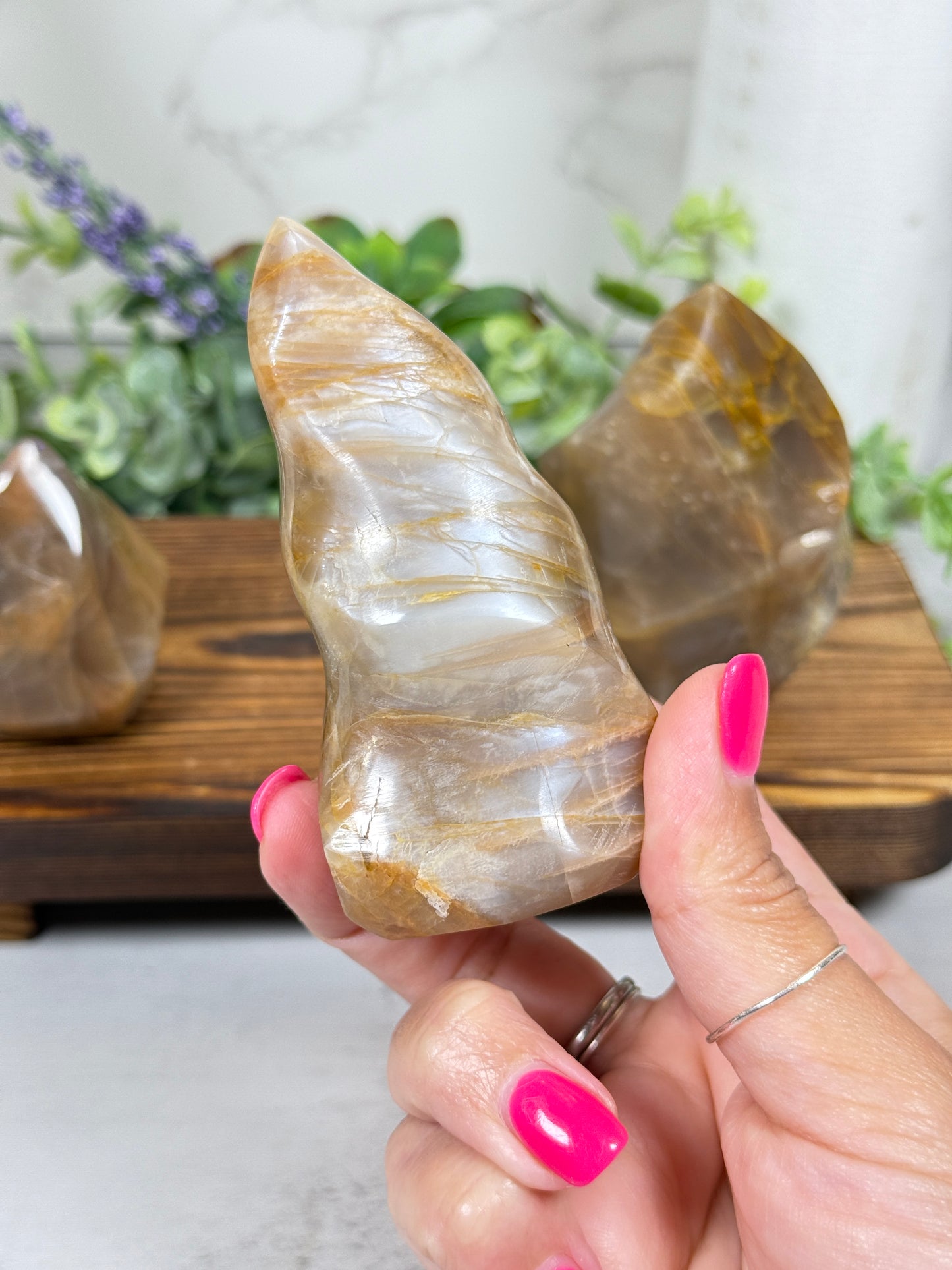 Peach Moonstone Flames