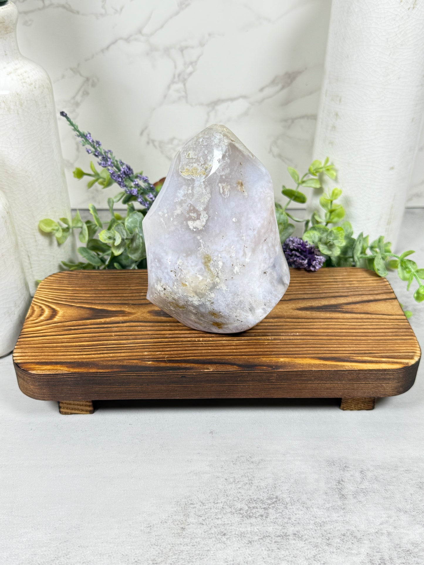 Grey Flower Agate Flame