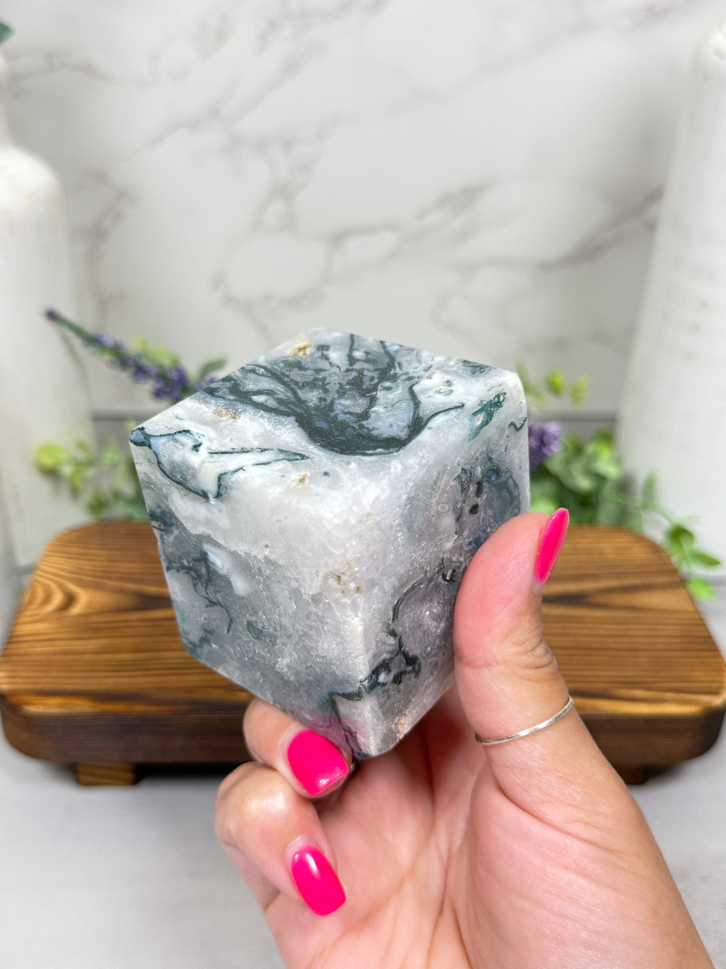 Moss Agate Cubes - B