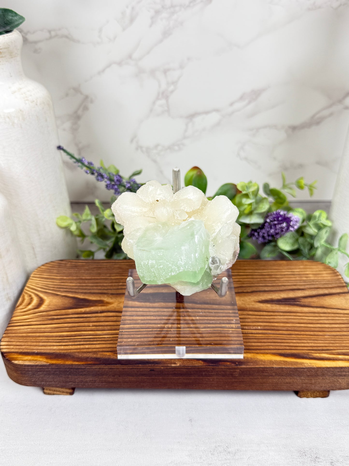 Green Apophyllite with Stilbite