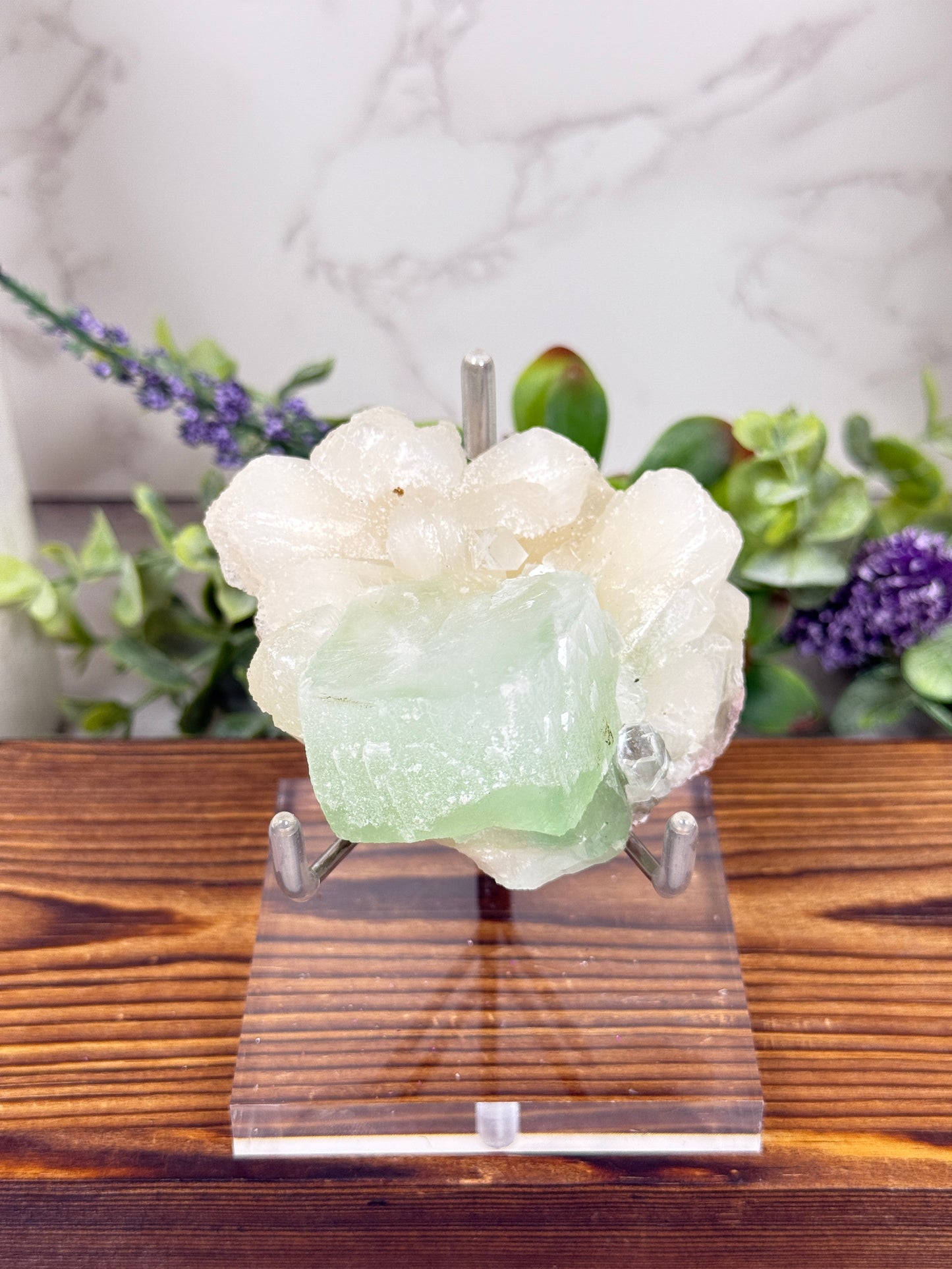 Green Apophyllite with Stilbite