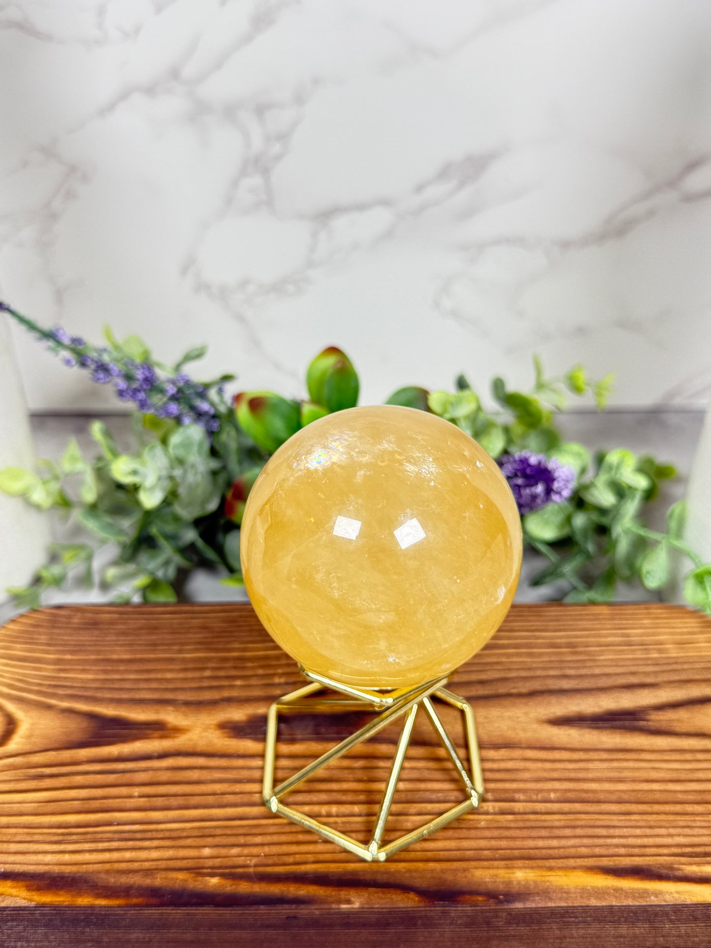 Honey Calcite Sphere