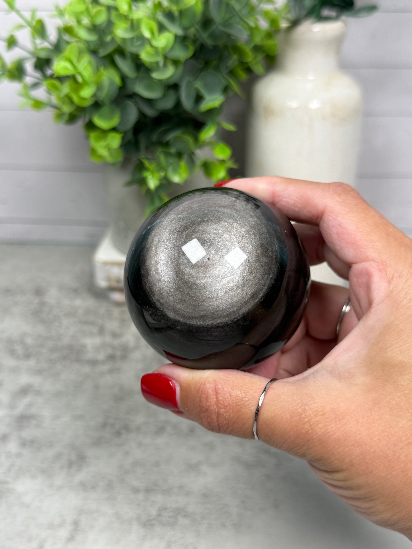 Silver Obsidian Spheres