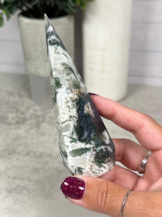 Moss Agate Diamond Teardrops