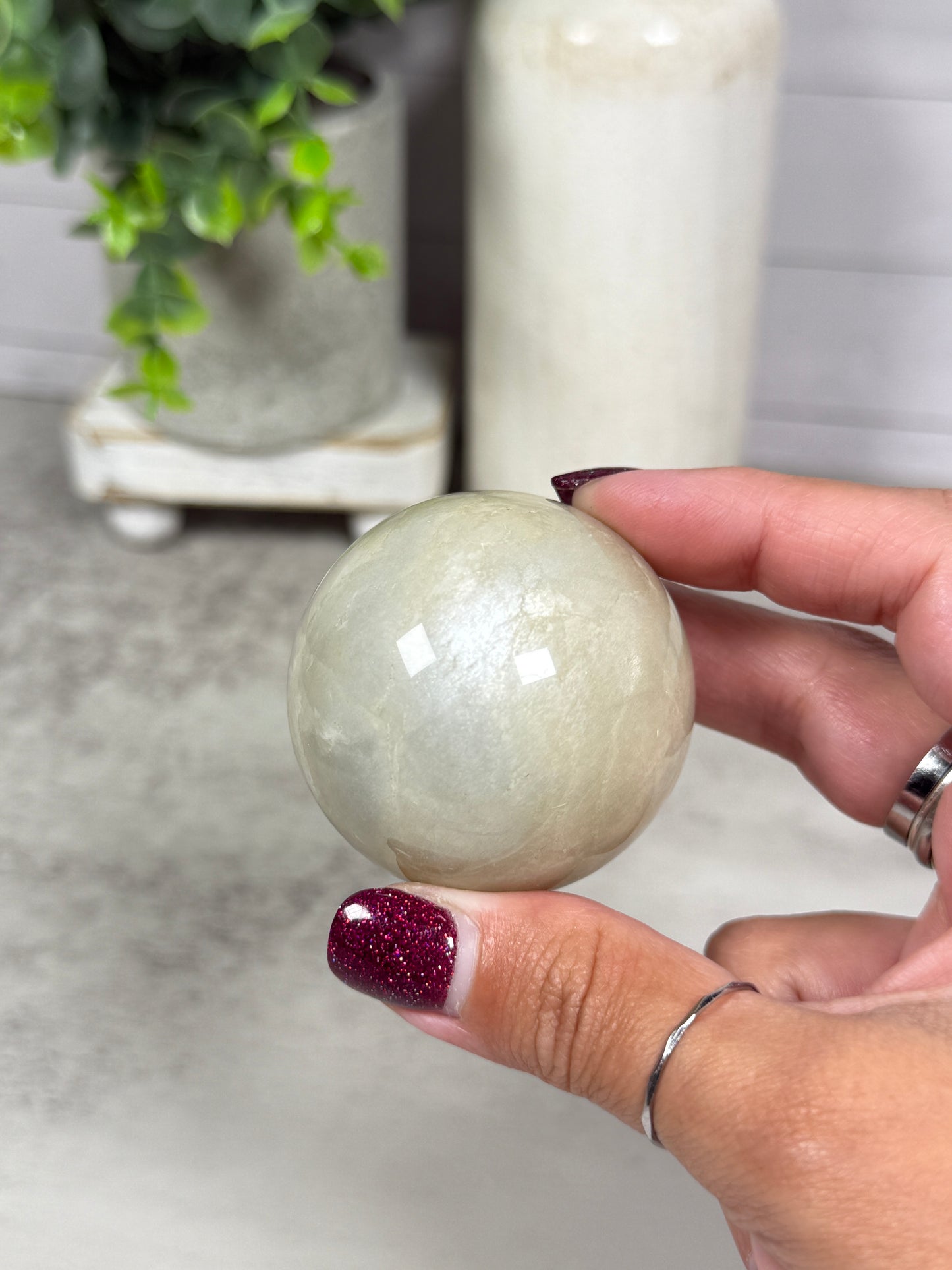 Sage Green Moonstone Spheres