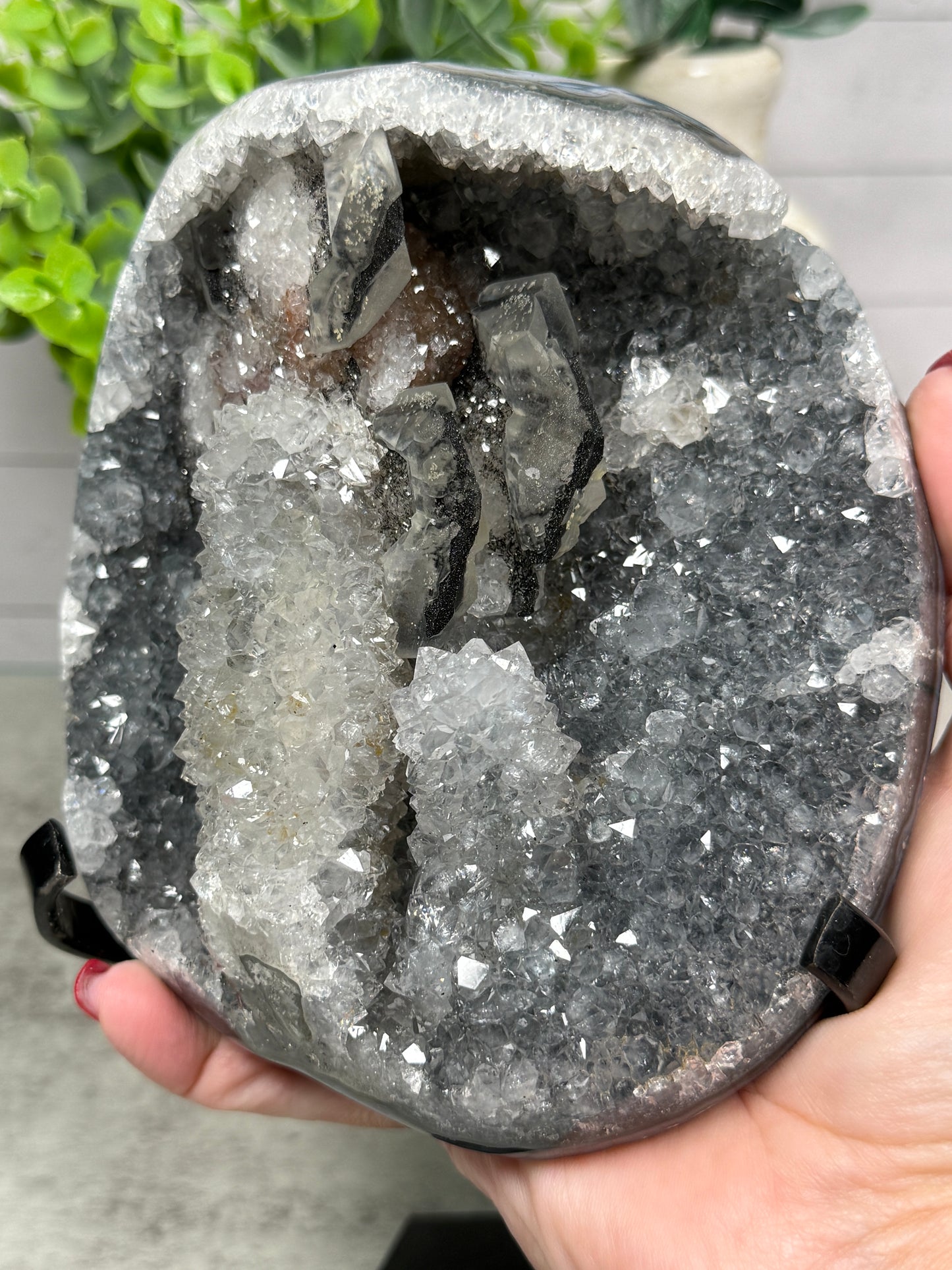 Amethyst Calcite on stand from Uruguay