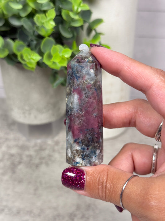 Plum Tourmaline + Smoky Quartz + Blue Apatite Towers - YOU PICK